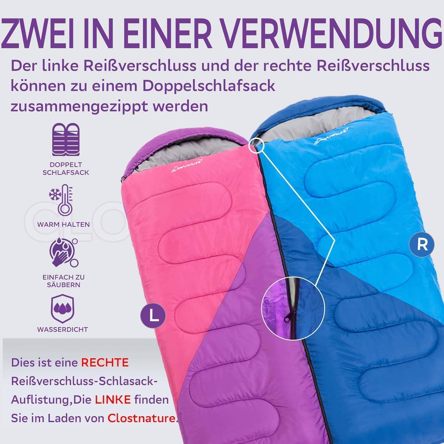 Schlafsack Camping Outdoor Reißverschluss Packmaß Schwarz 1.3 KG