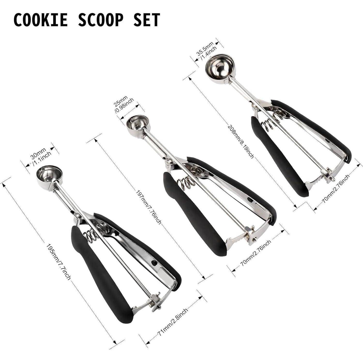 Keksschaufel Set 3teilig Teelöffel Backen Edelstahl 25mm 30mm 35mm