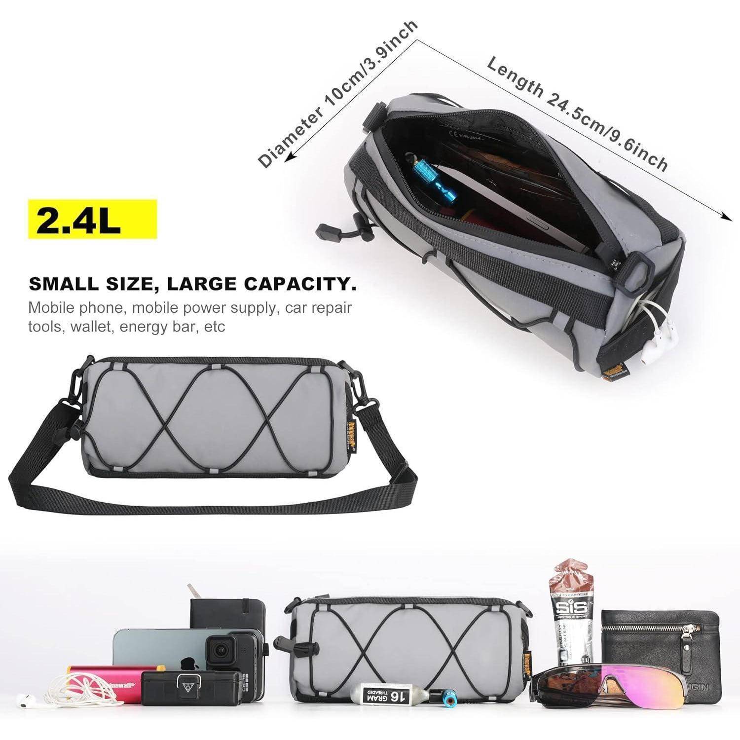 Lenkertasche Fahrradtasche Schultergurt Rennrad Reflektierendes Grau