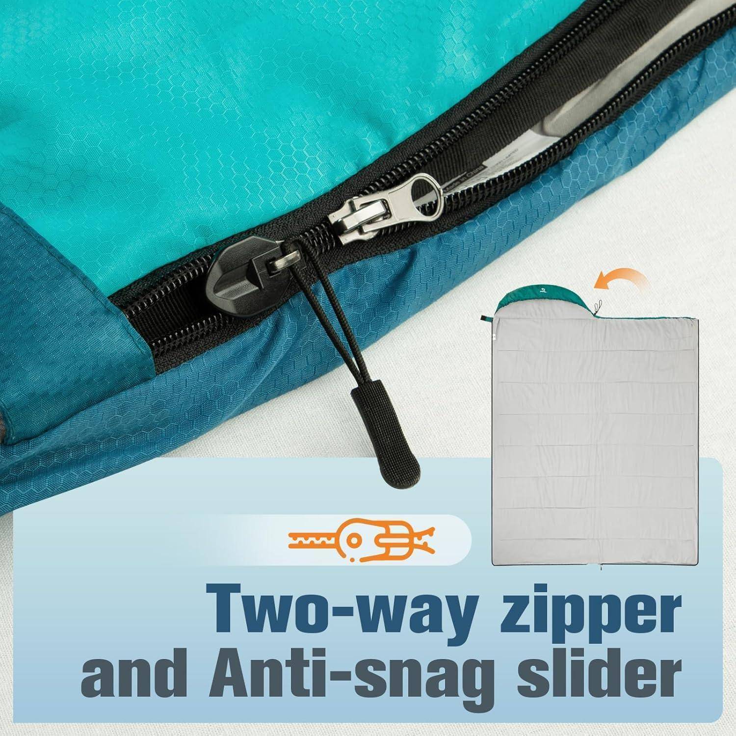 Schlafsack Winter Minus5bis20 bPolyester Liner Blaugrau 10 Grad
