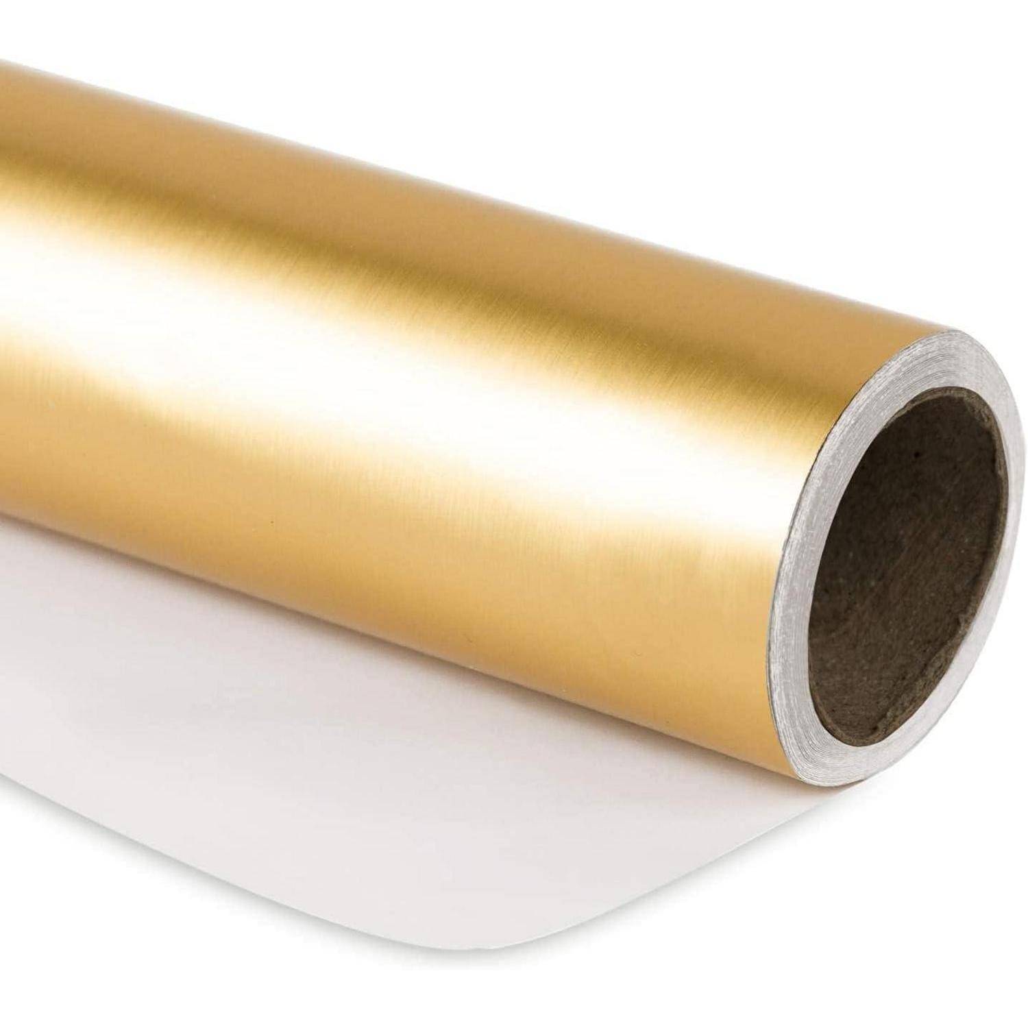 Geschenkpapier Metallic Minirolle 44 cm 10 m Hochzeit Golden