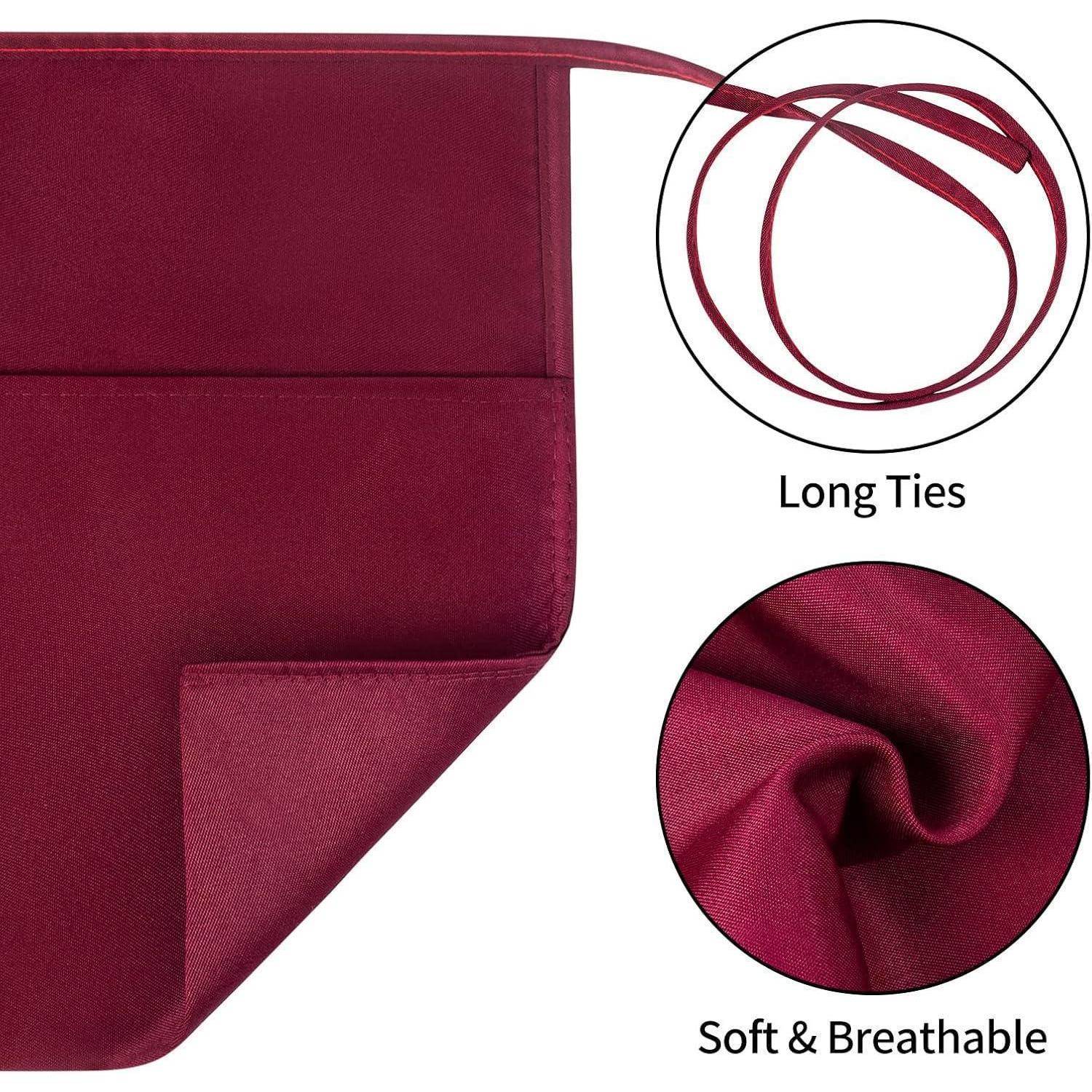 Schürze Wasserdicht 2 Taschen Kochschürze Grillschürze Chef Kurz Rot