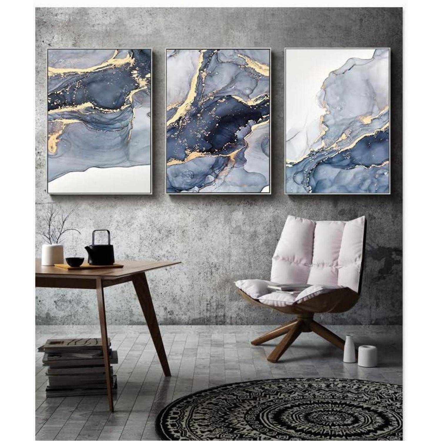 Wandbilder Wohnzimmer Abstrakte Marmor 3PCS-40x60cm Marmoriert 6