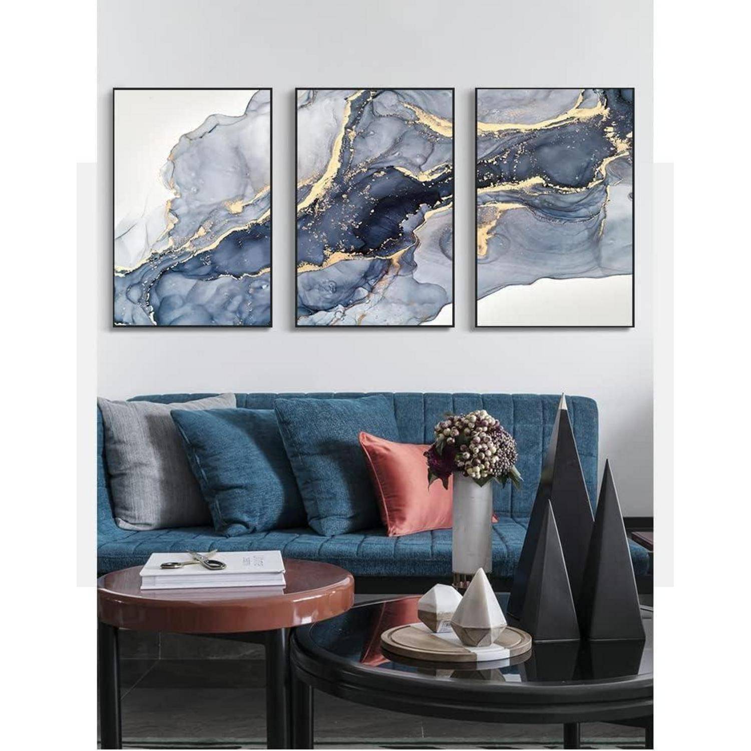 Wandbilder Wohnzimmer Abstrakte Marmor 3PCS-40x60cm Marmoriert 6
