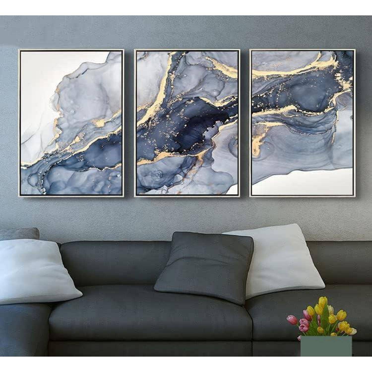 Wandbilder Wohnzimmer Abstrakte Marmor 3PCS-40x60cm Marmoriert 6