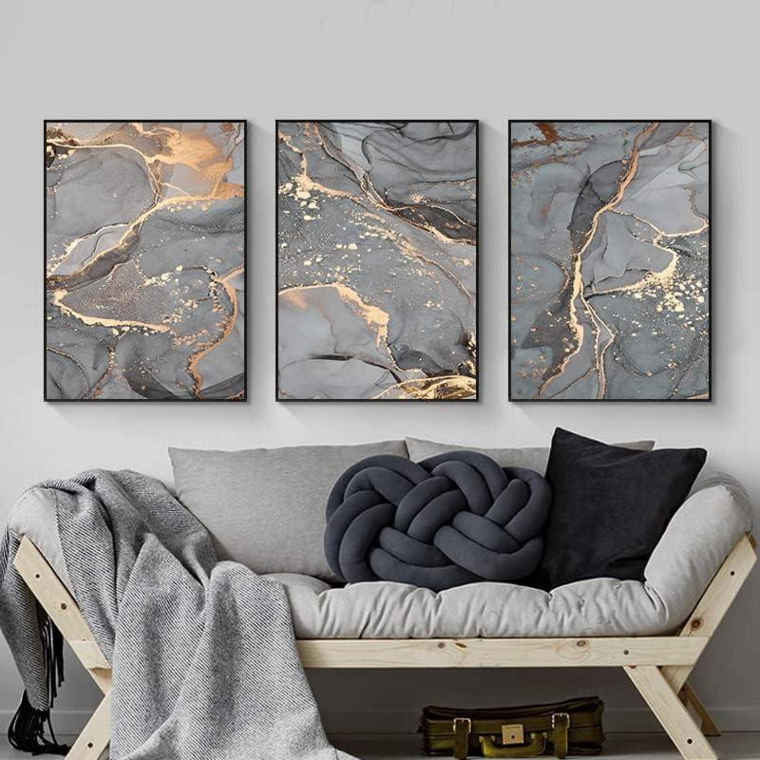 Wandbilder Wohnzimmer Leinwand Marmor 3PCS-70x100cm Marmoriert 3