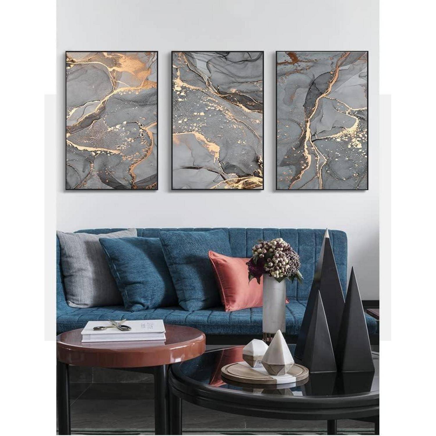 Wandbilder Wohnzimmer Leinwand Marmor 3PCS-70x100cm Marmoriert 3