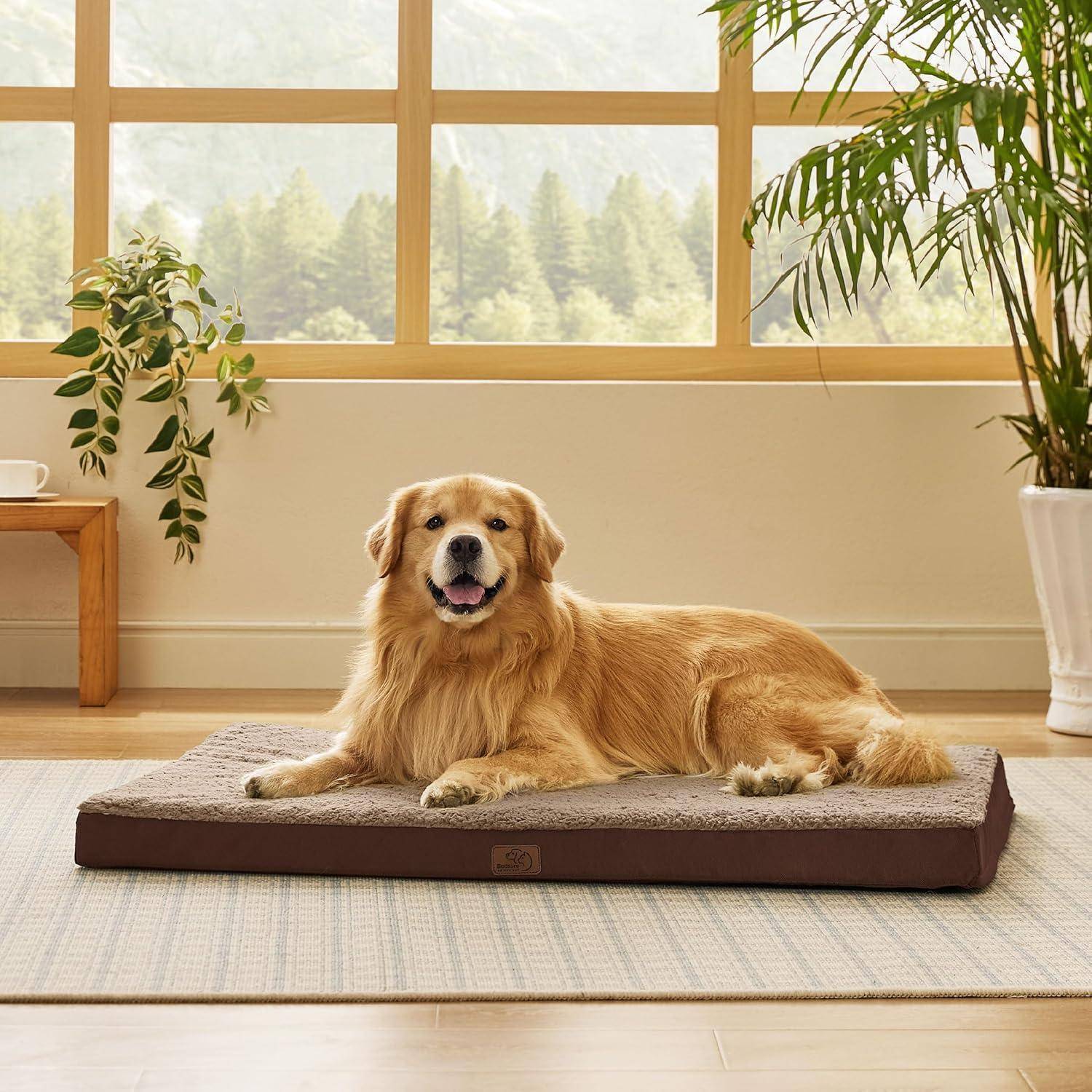 Hundebett orthopädisches Hundematratze L 112 x B 81 x H 8 cm Braun