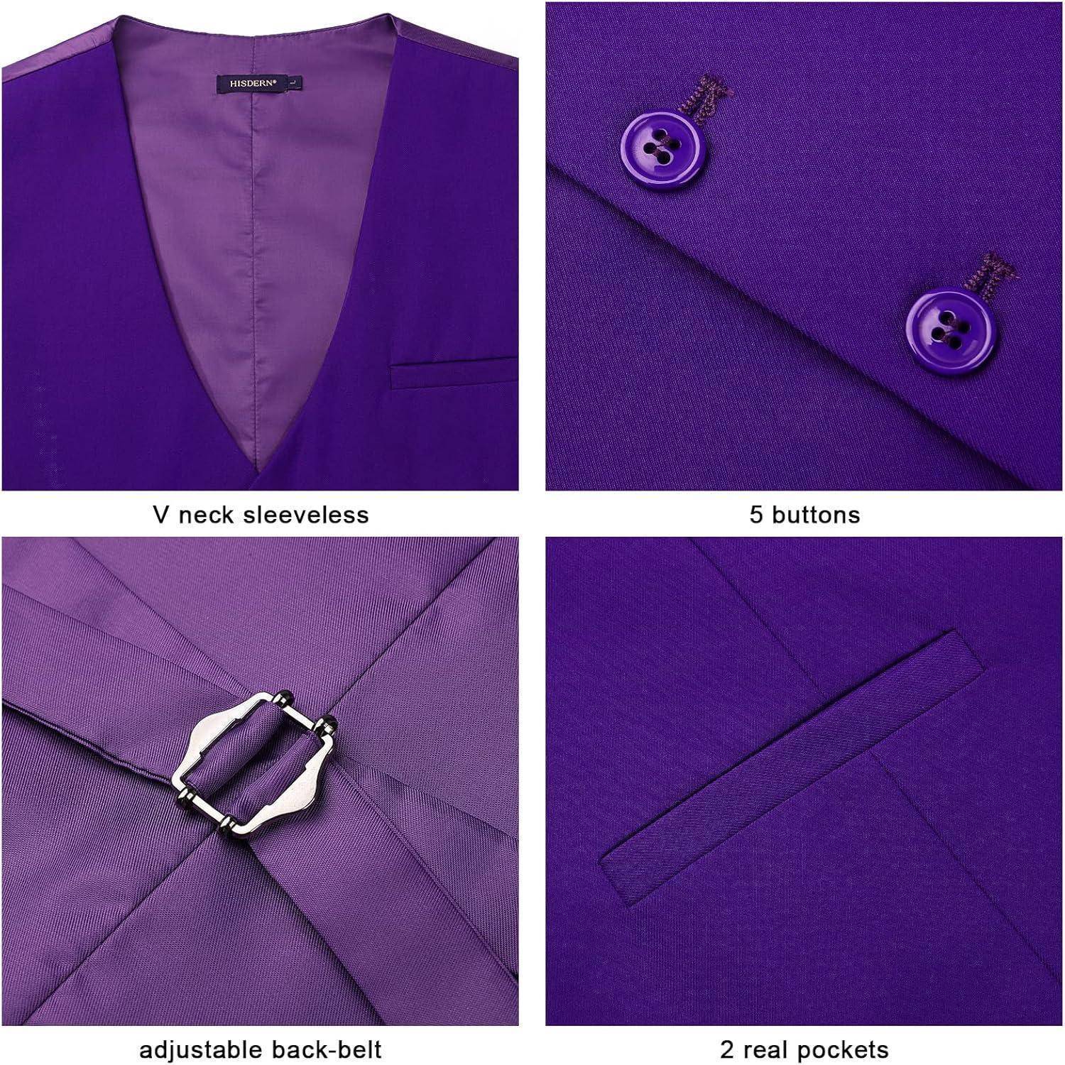 Weste Herren formale Hochzeit Party Baumwolle einfarbig 3XL Z1 Violett