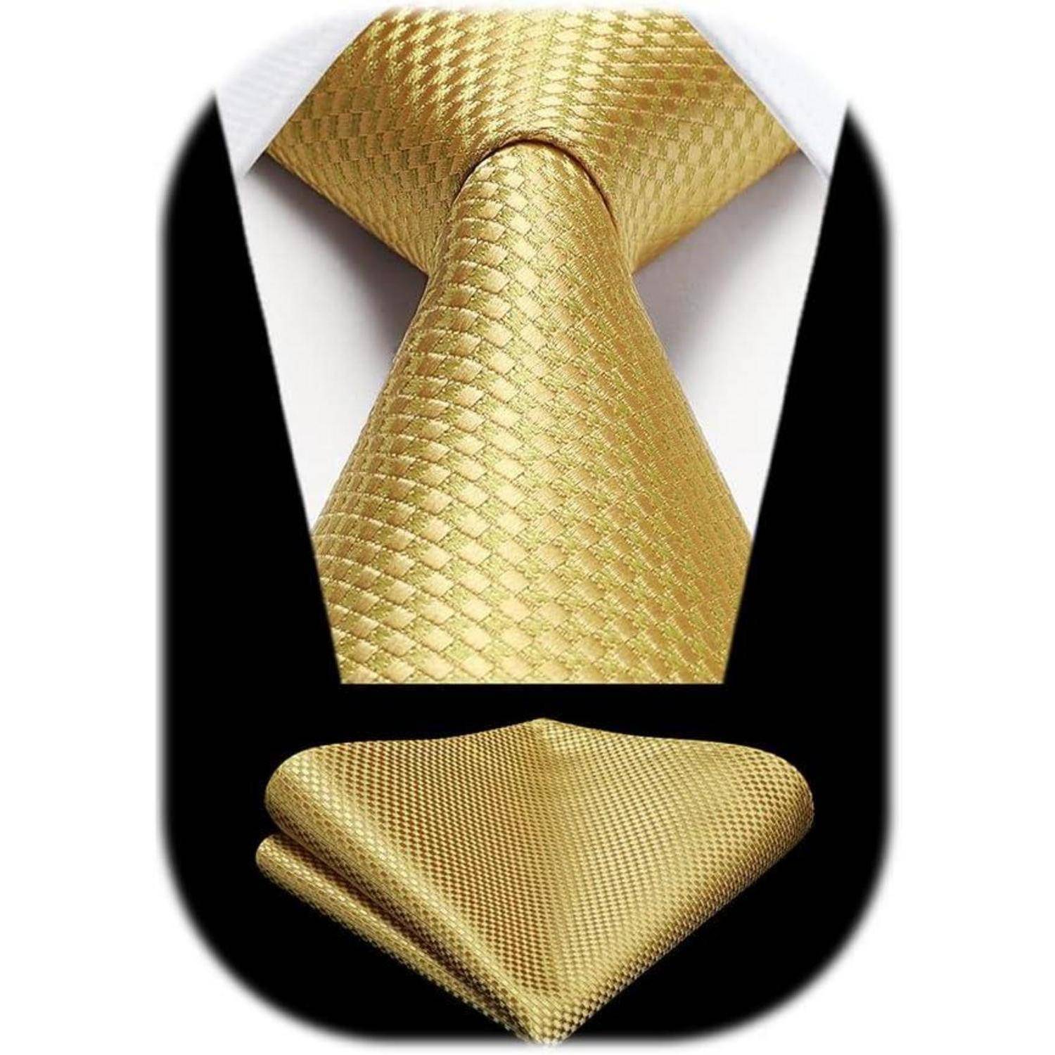 Krawatte Herren Einstecktuch Set Hochzeit Business Party Gelbe