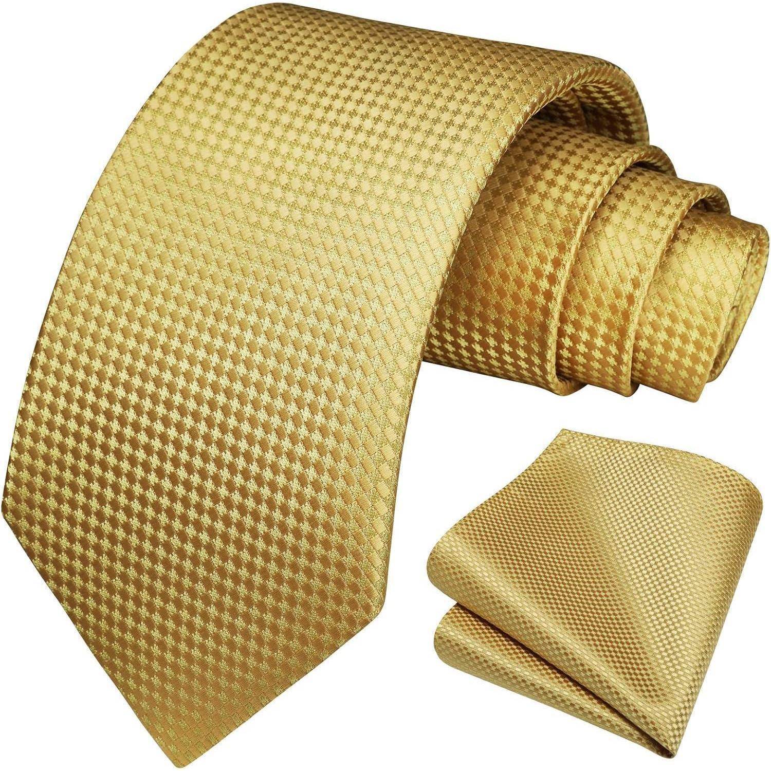 Krawatte Herren Einstecktuch Set Hochzeit Business Party Gelbe