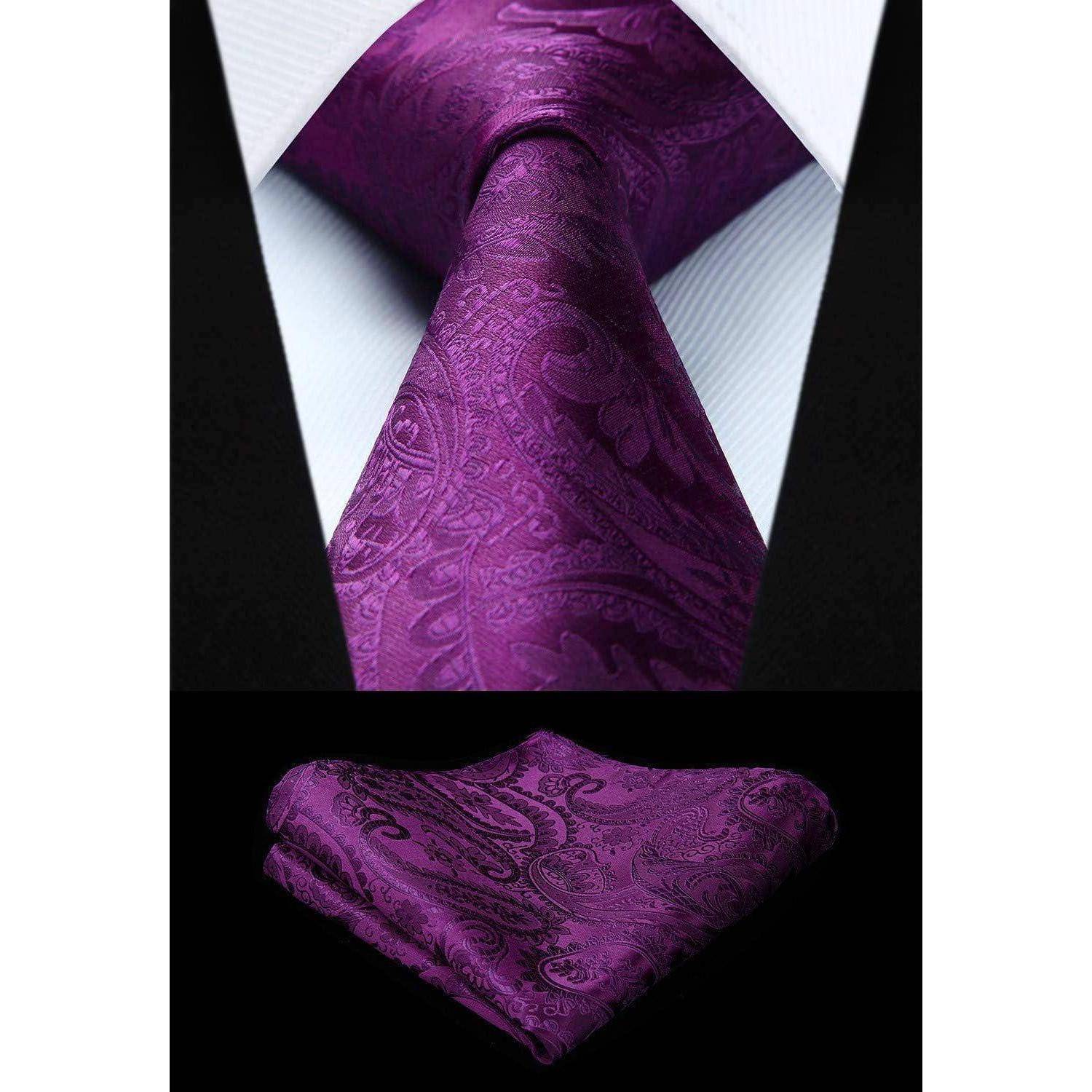 Weste Herren Krawatte Einstecktuch Jacquard Hochzeit 3XL Lila