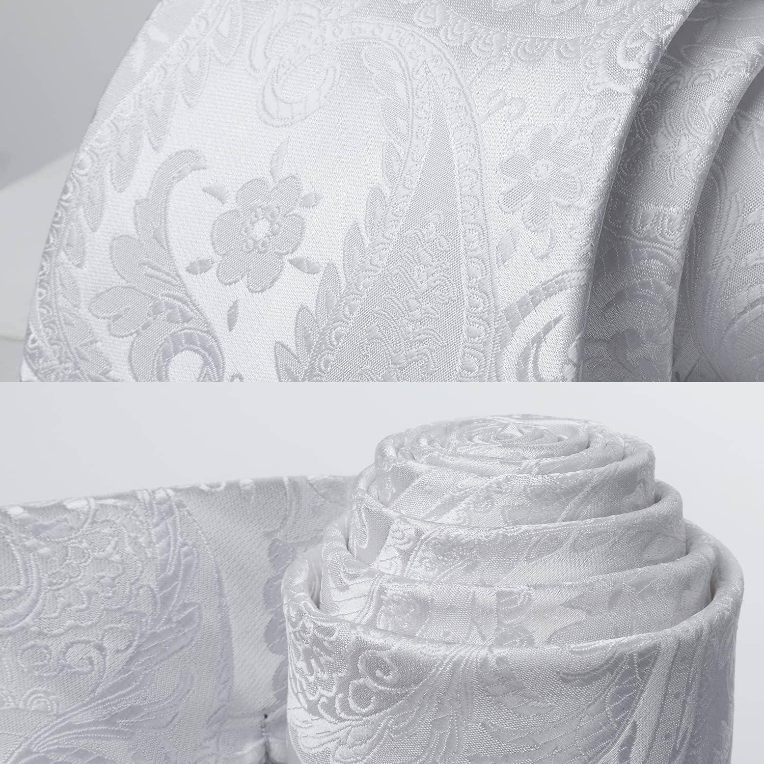 Krawatten Set Herren Hochzeit Paisley Einheitsgröße I-weiß-4