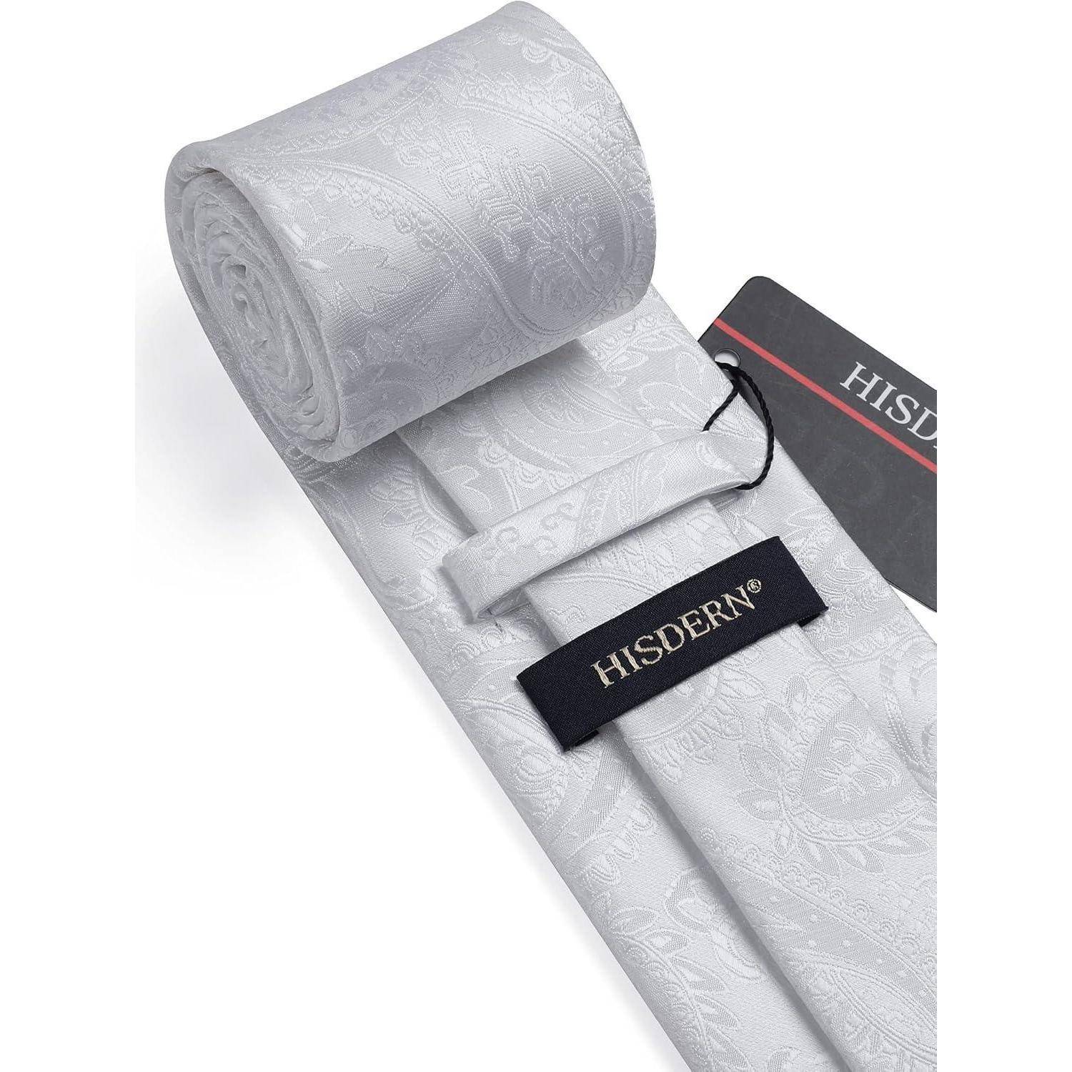 Krawatten Set Herren Hochzeit Paisley Einheitsgröße I-weiß-4