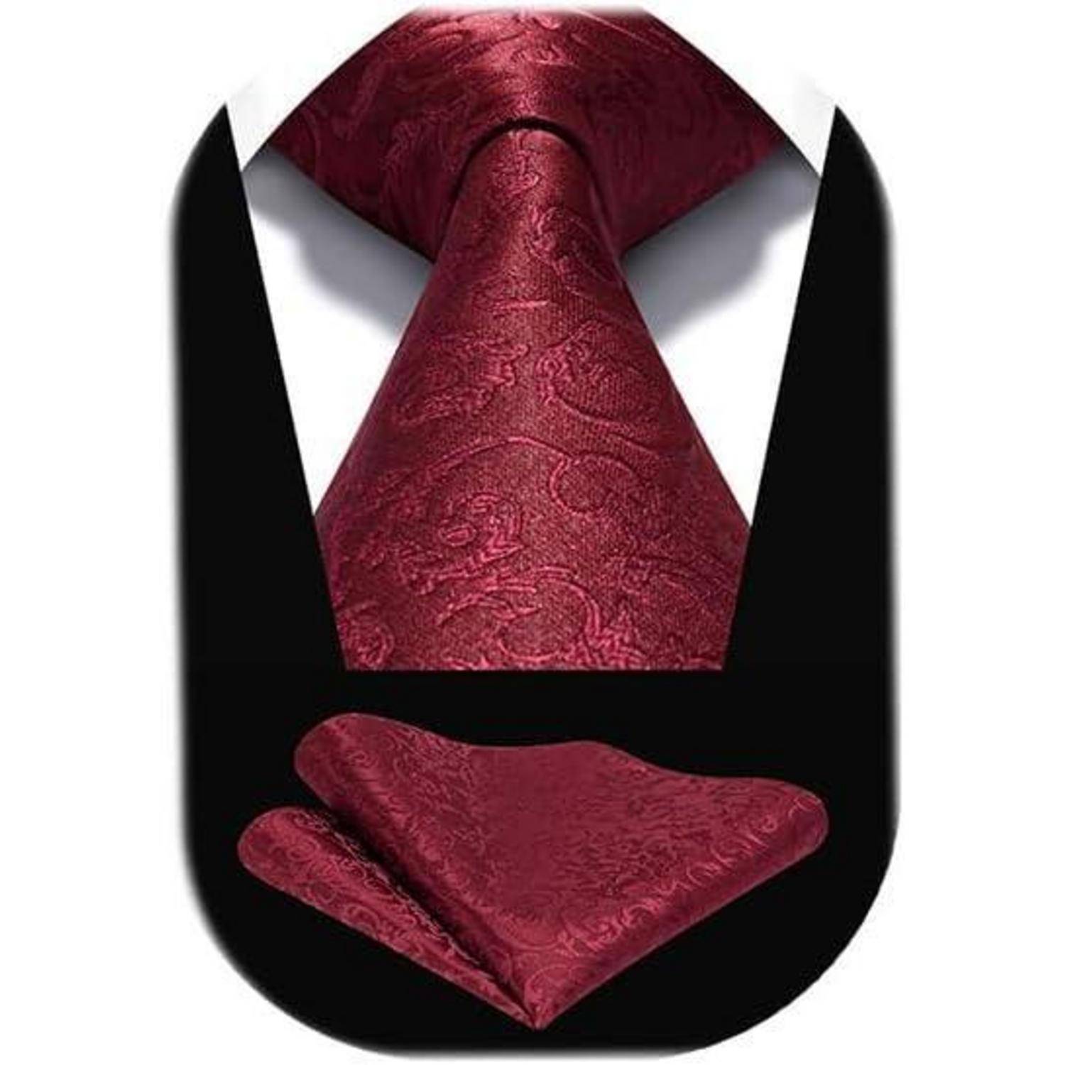 Krawatten Herren Hochzeit Paisley Einheitsgröße L-burgund-2