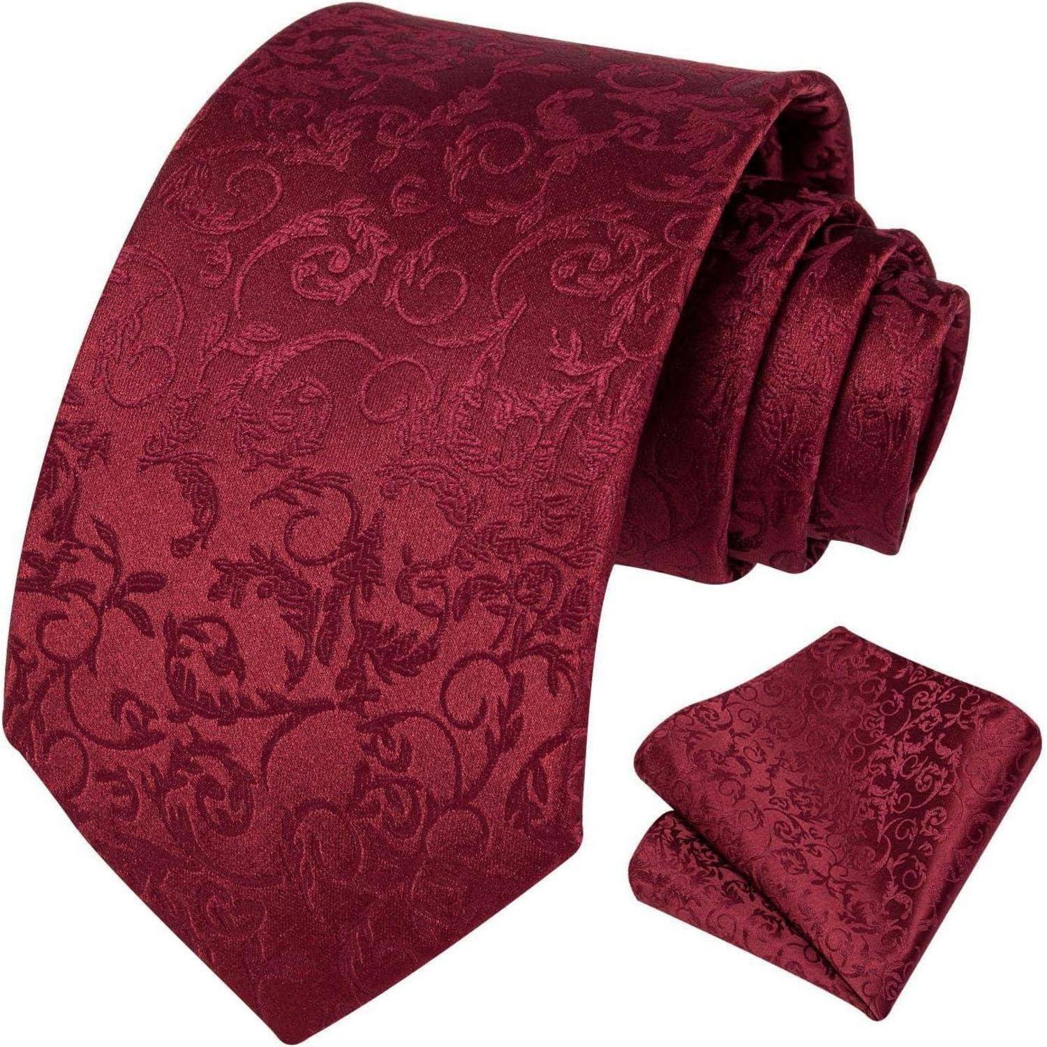 Krawatten Herren Hochzeit Paisley Einheitsgröße L-burgund-2