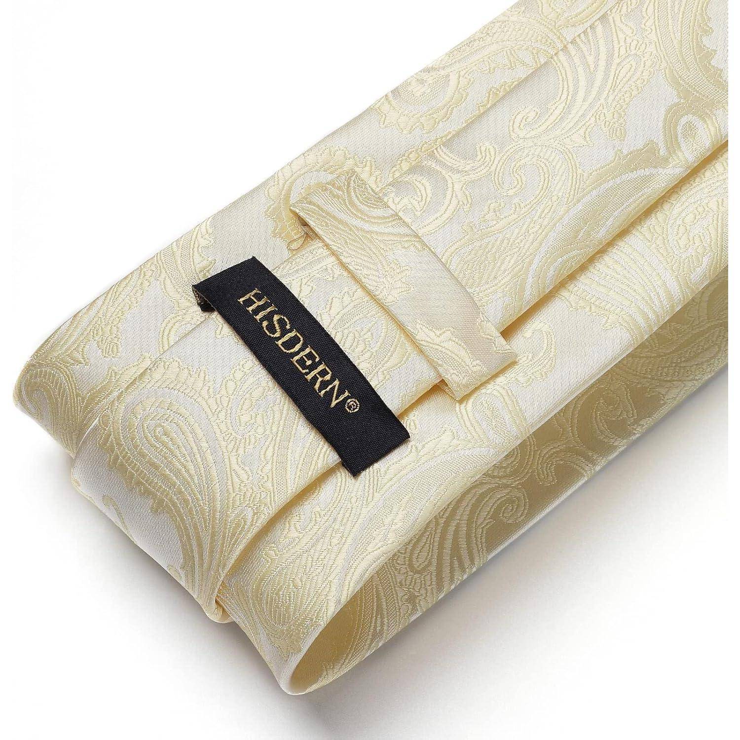 Krawatten Herren Hochzeit Paisley Einstecktuch Einheitsgröße H-beige-1