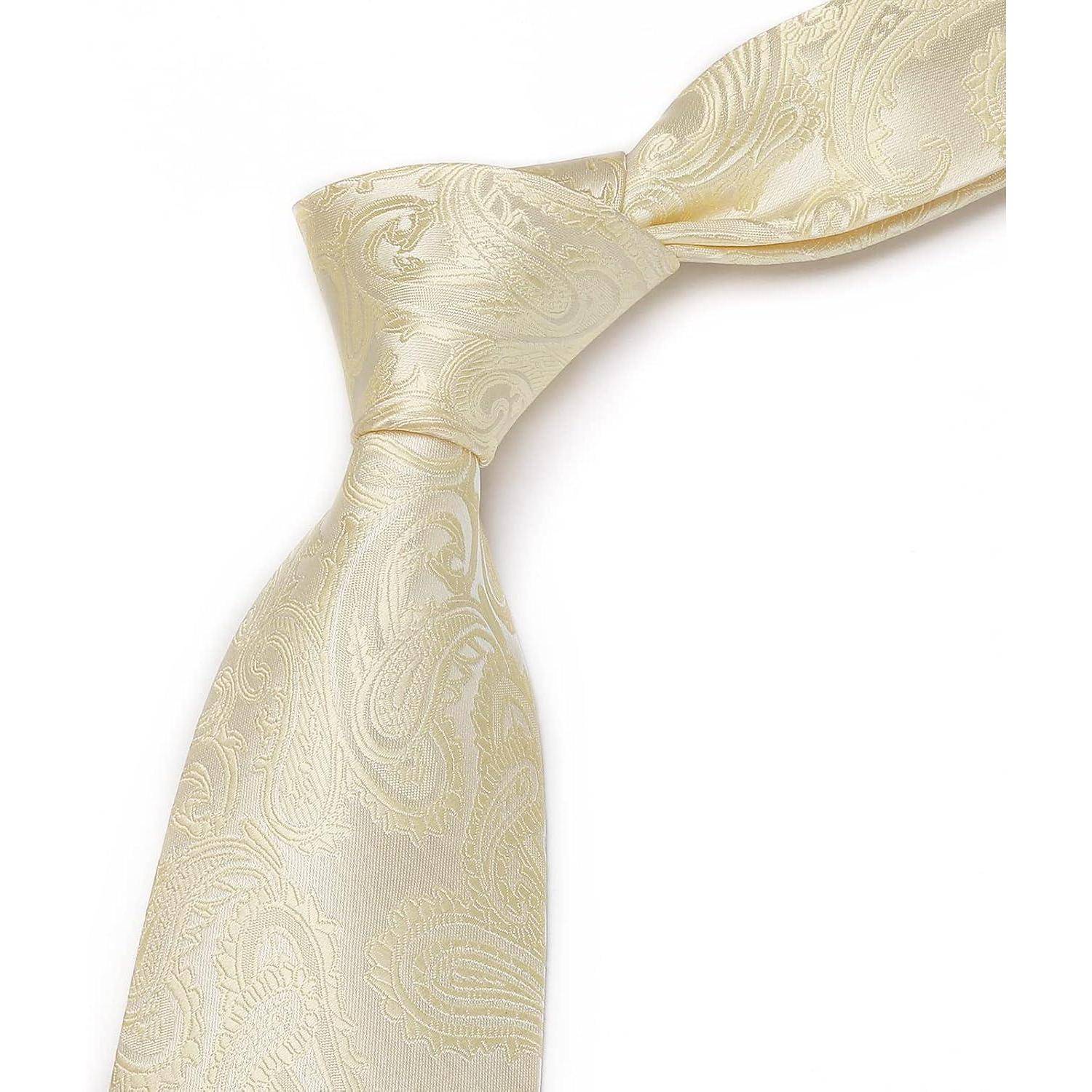 Krawatten Herren Hochzeit Paisley Einstecktuch Einheitsgröße H-beige-1