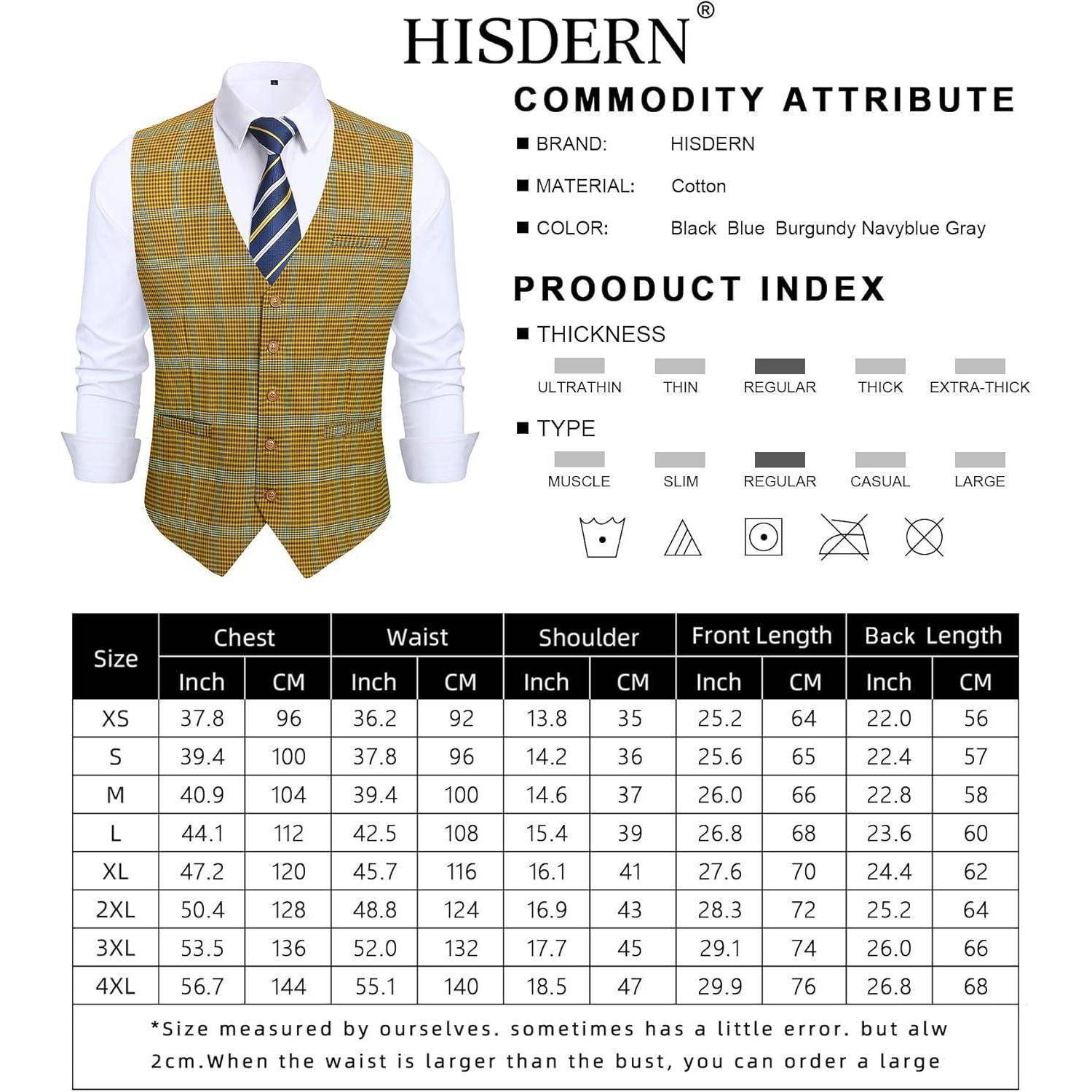 Weste Herren Anzugweste karierte Hahnentritt Hochzeit 3XL Gelb