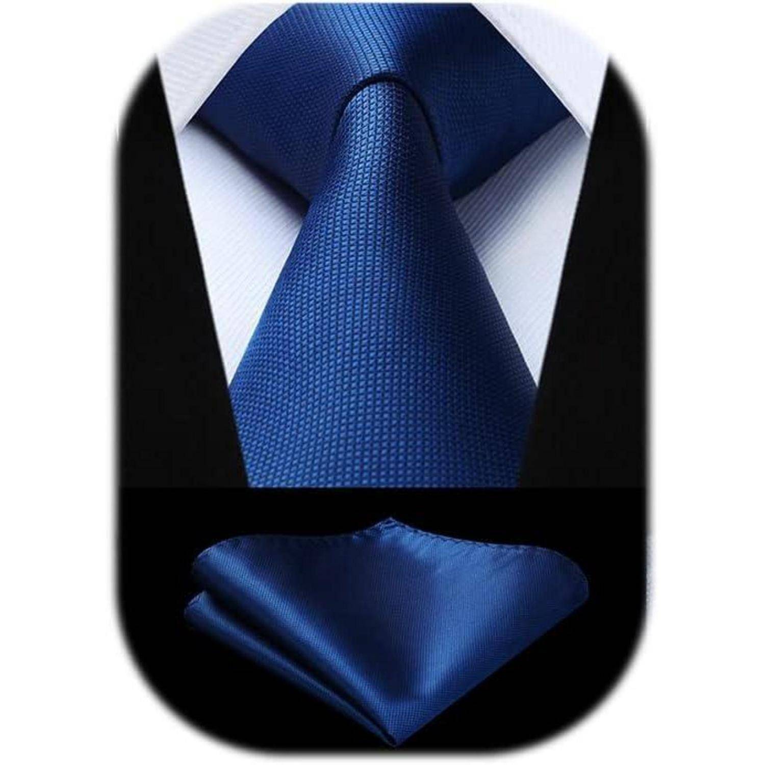 Krawatte Herren Hochzeit kariert Einstecktuch Blumen Set Blau