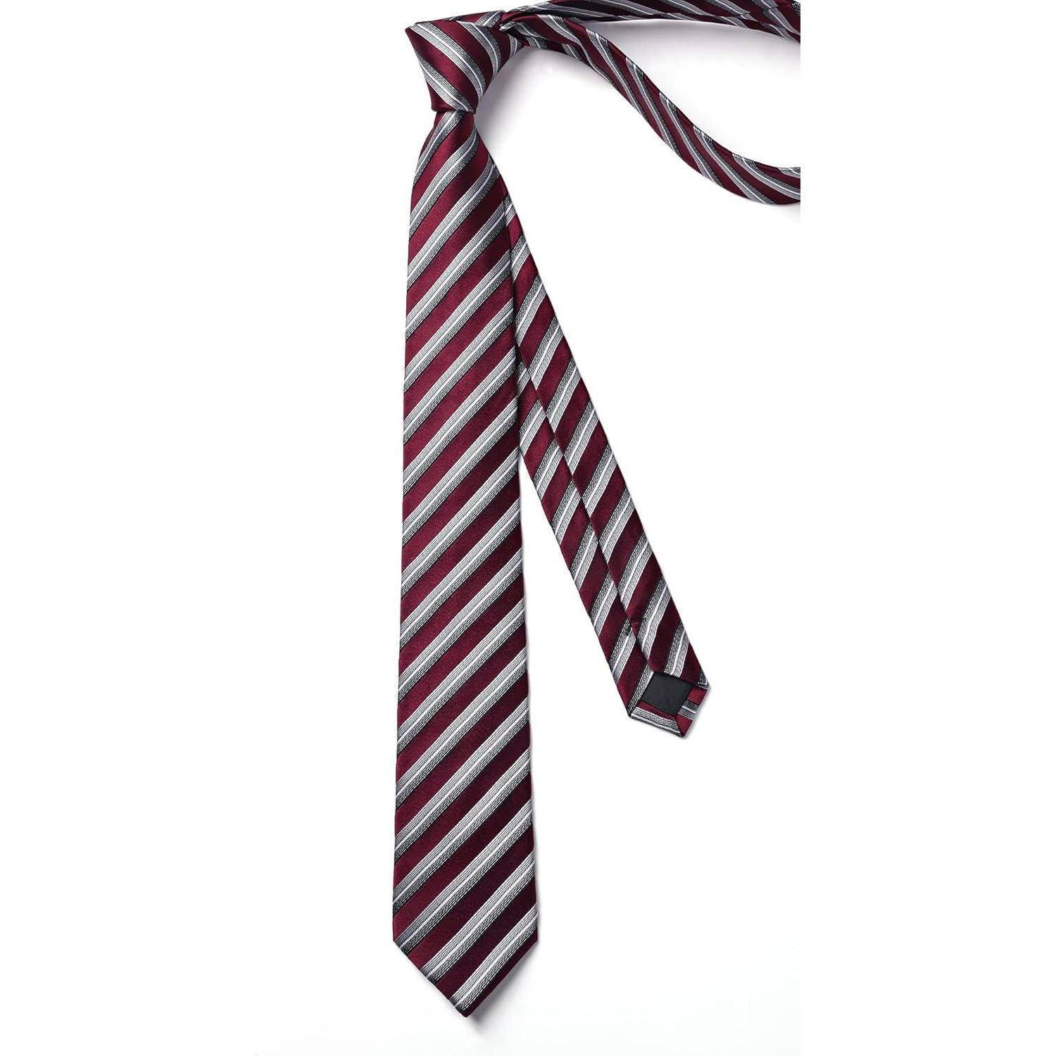Krawatte schmal Herren klassisch 6cm Einheitsgröße Rot & Silber
