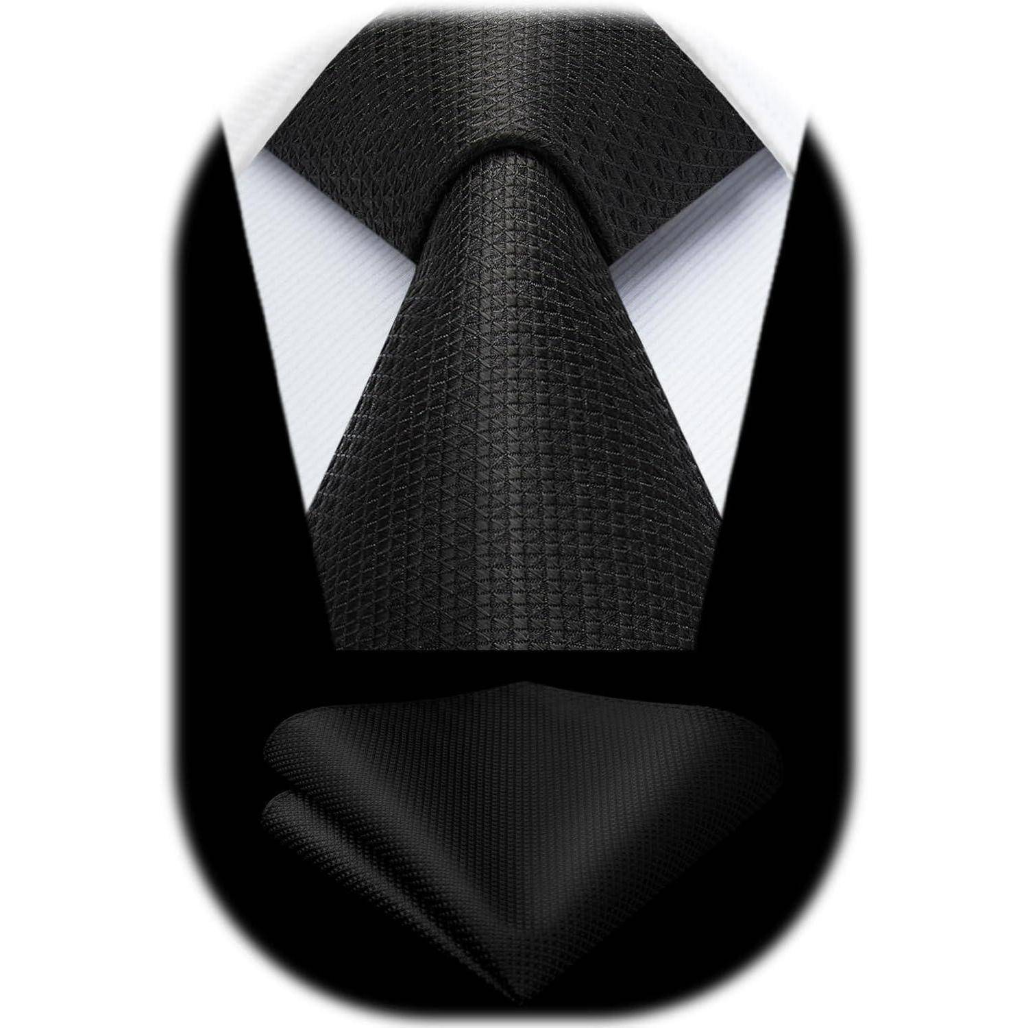 Krawatte Herren Hochzeit Einstecktuch Plaid Hahnentritt Schwarz 1