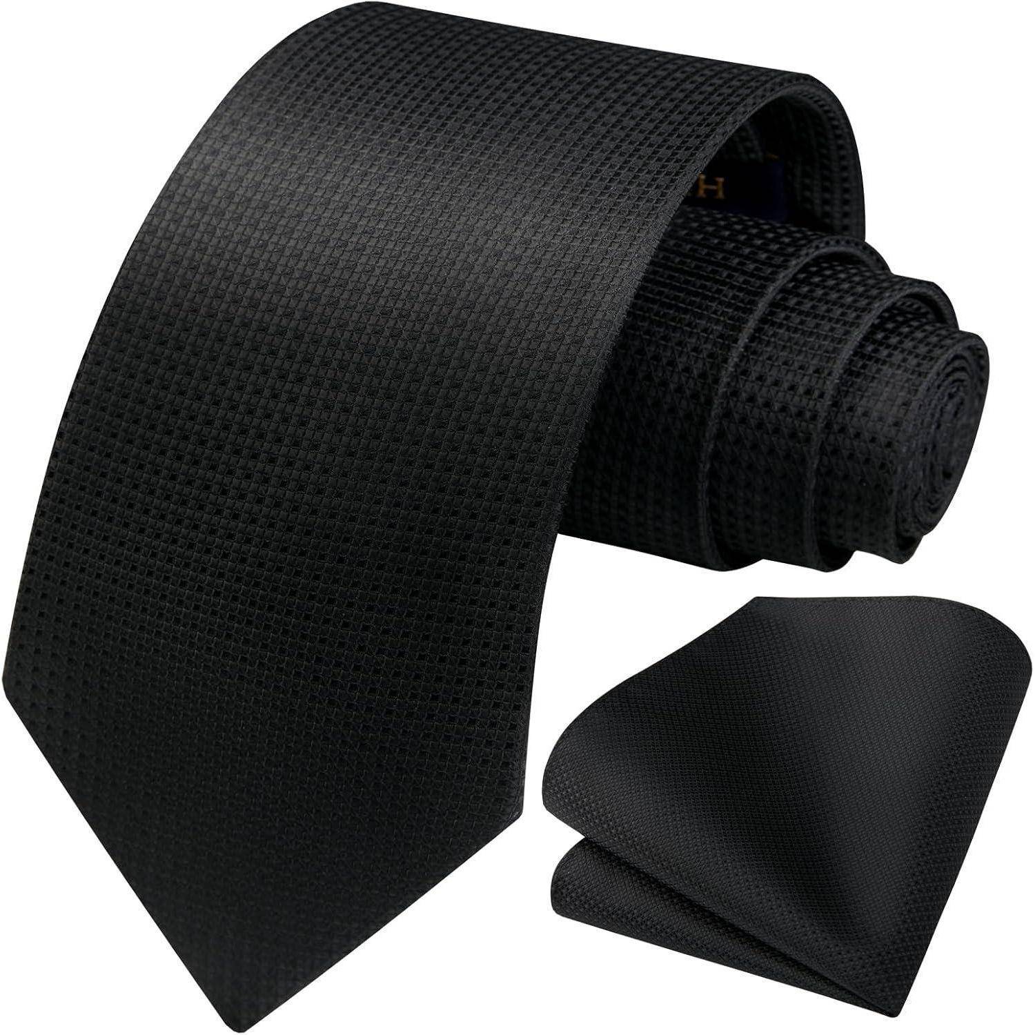 Krawatte Herren Hochzeit Einstecktuch Plaid Hahnentritt Schwarz 1