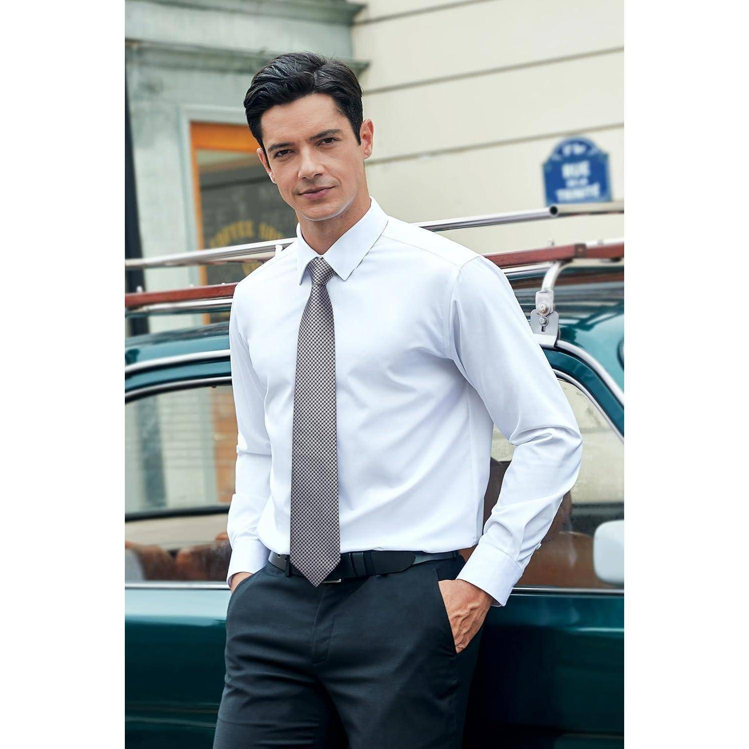 Krawatte Herren Hochzeit Einstecktuch Hahnentritt Business Black-3