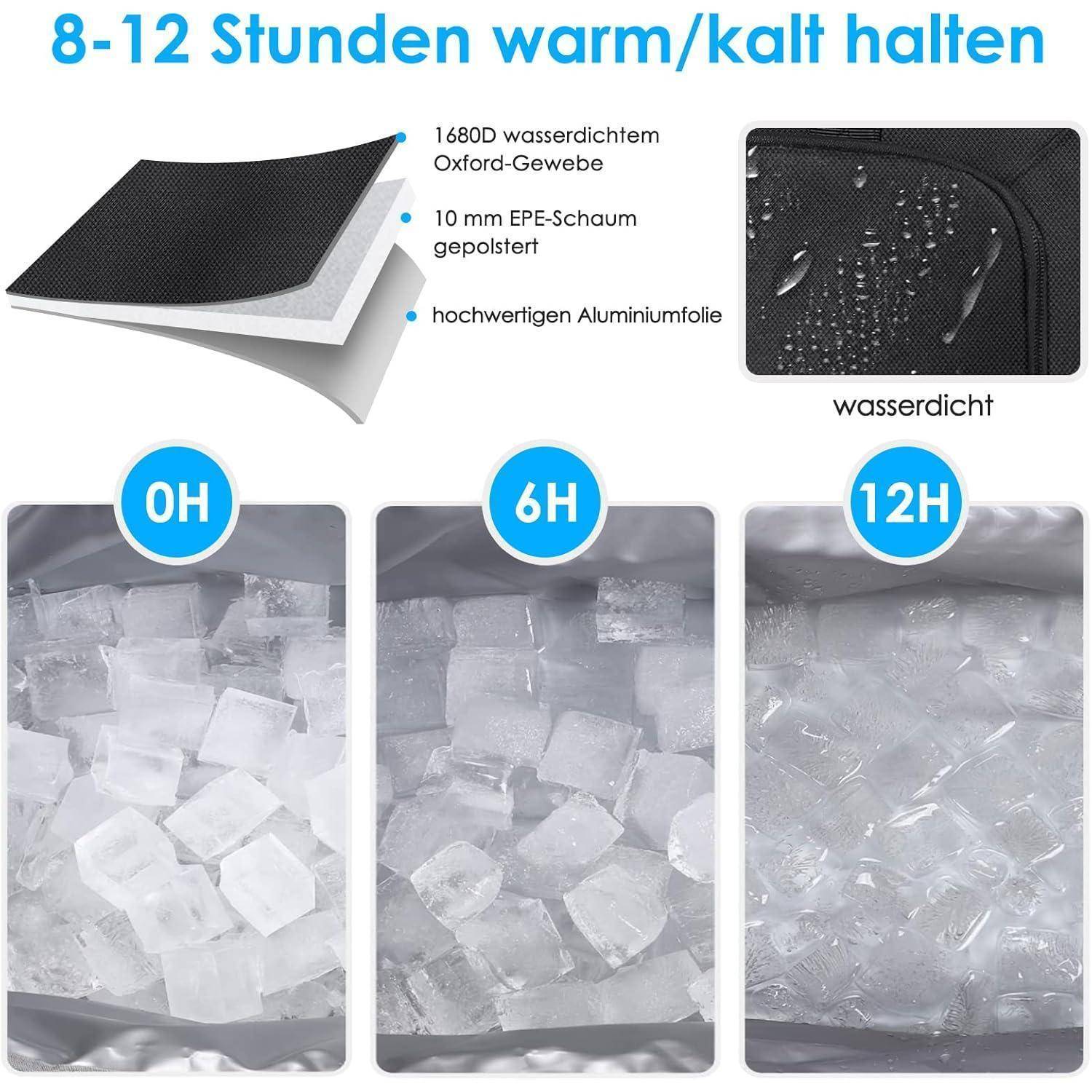 Kühltasche Picknicktasche Isoliert Faltbar 30L 40L Schwarz 30L