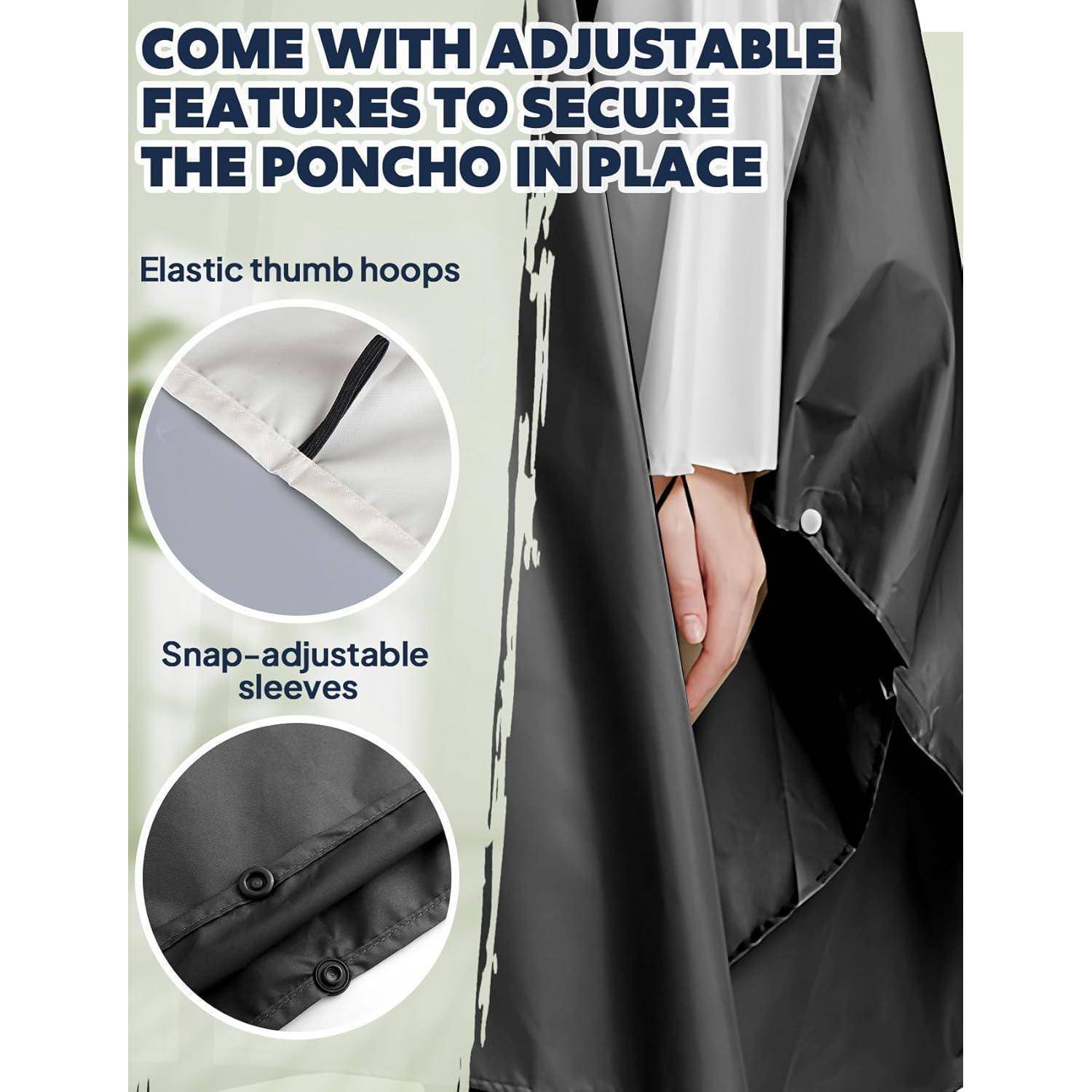Poncho Wasserdicht Regen Fahrrad Kapuze Kompakt Unisex Schwarz Weiß