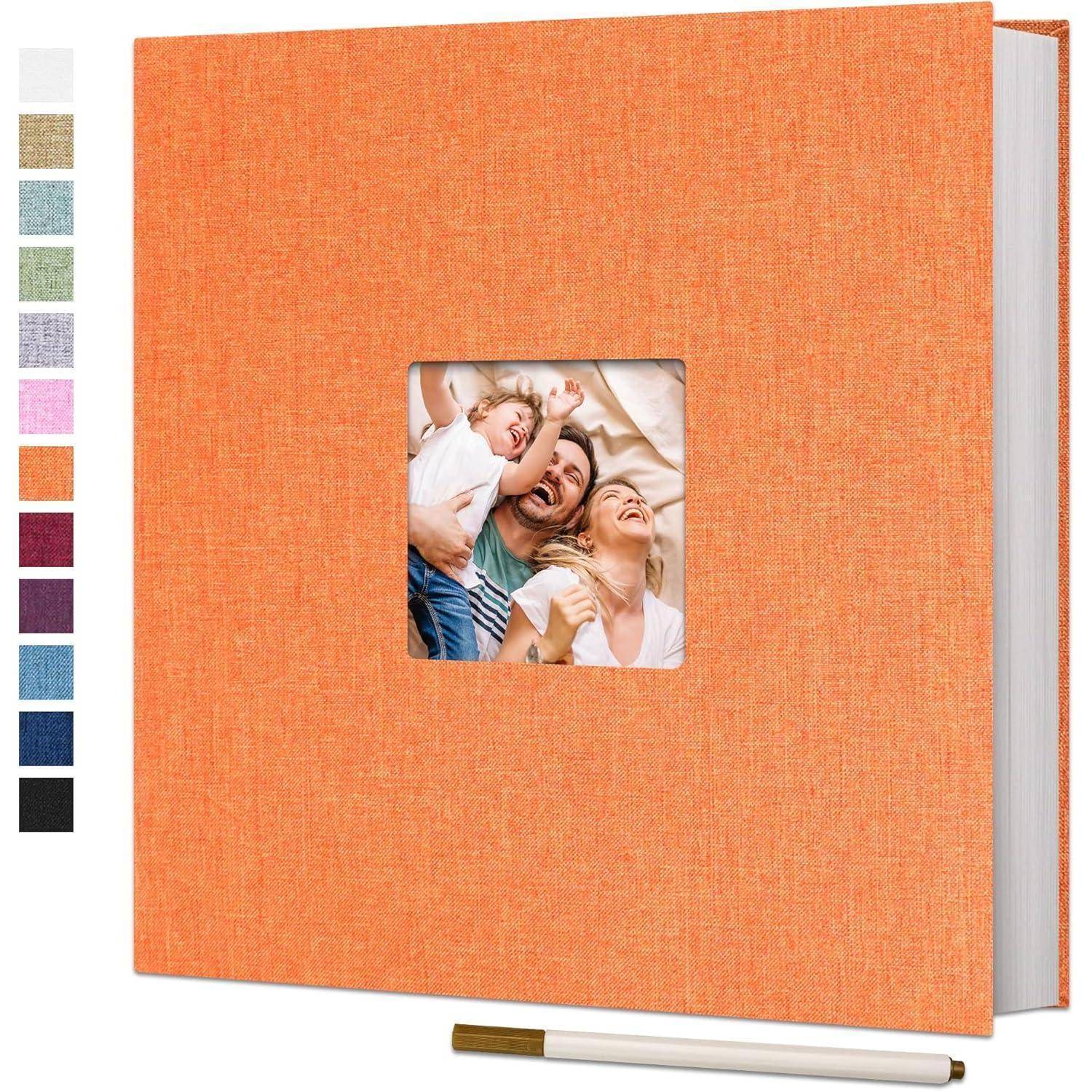 Fotoalbum selbstklebend 10x15 Leinen Hochzeit 33x32cm 40 Seiten Orange