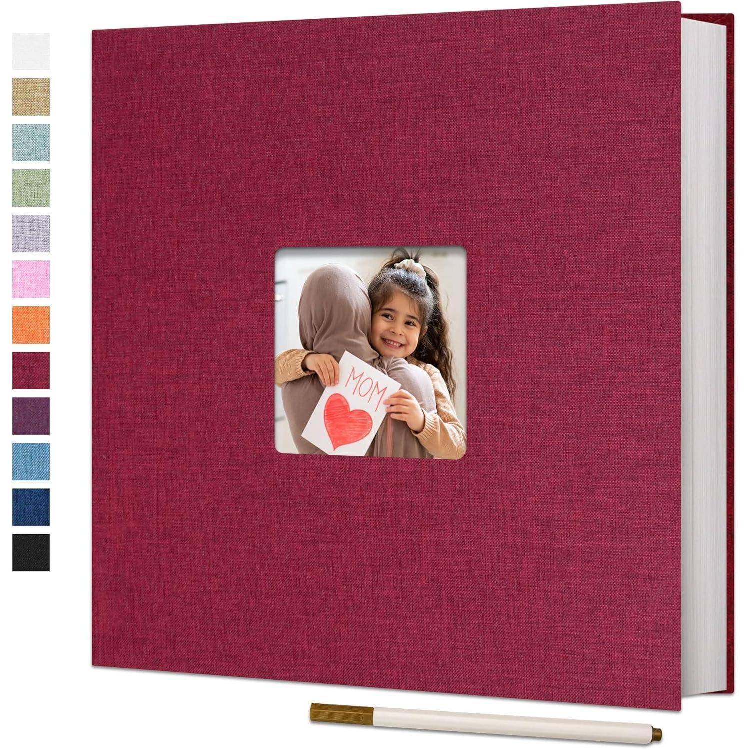 Fotoalbum selbstklebend 10x15 Leinen Hochzeit 33x32cm 40 Seiten Rot