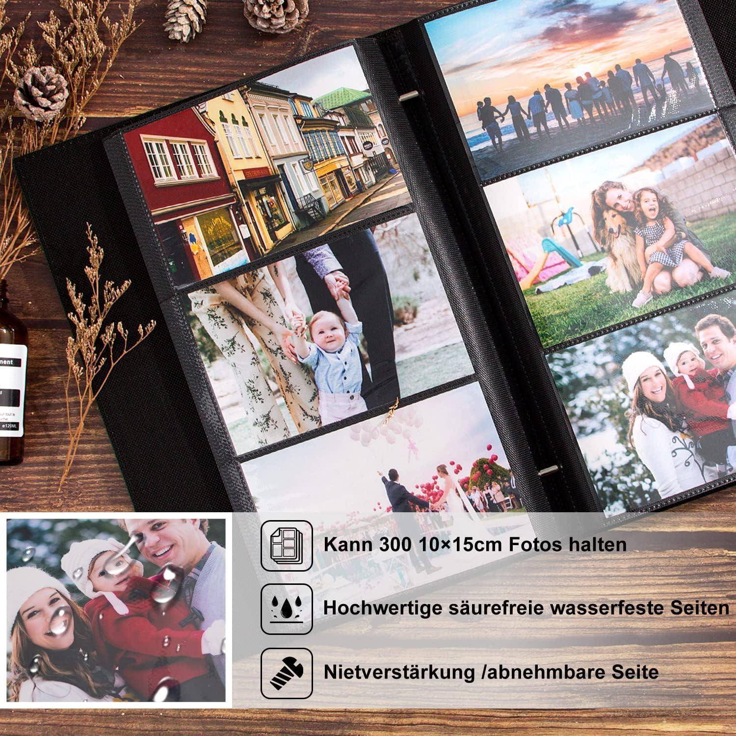 Fotoalbum 10x15 Einsteckalbum Kunstleder Querformat 300 Taschen Blau