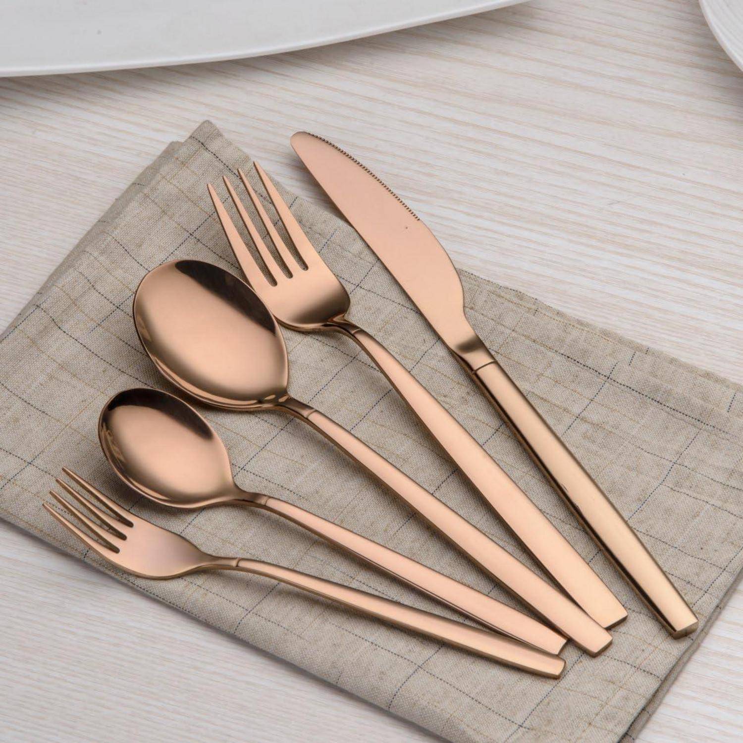 Besteckset 30tlg Titanium Rosé vergoldet Service6 Kupfer 05. Roségold