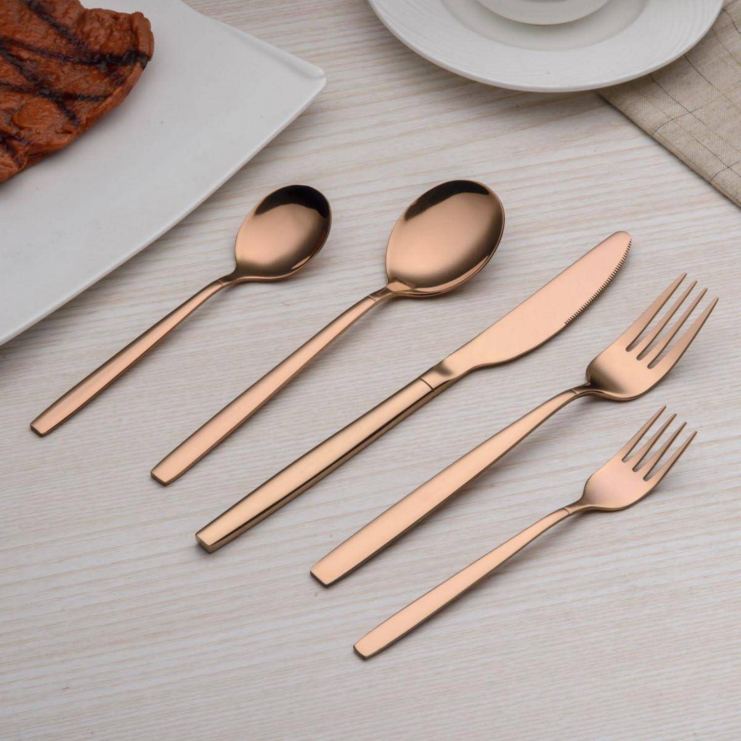 Besteckset 30tlg Titanium Rosé vergoldet Service6 Kupfer 05. Roségold