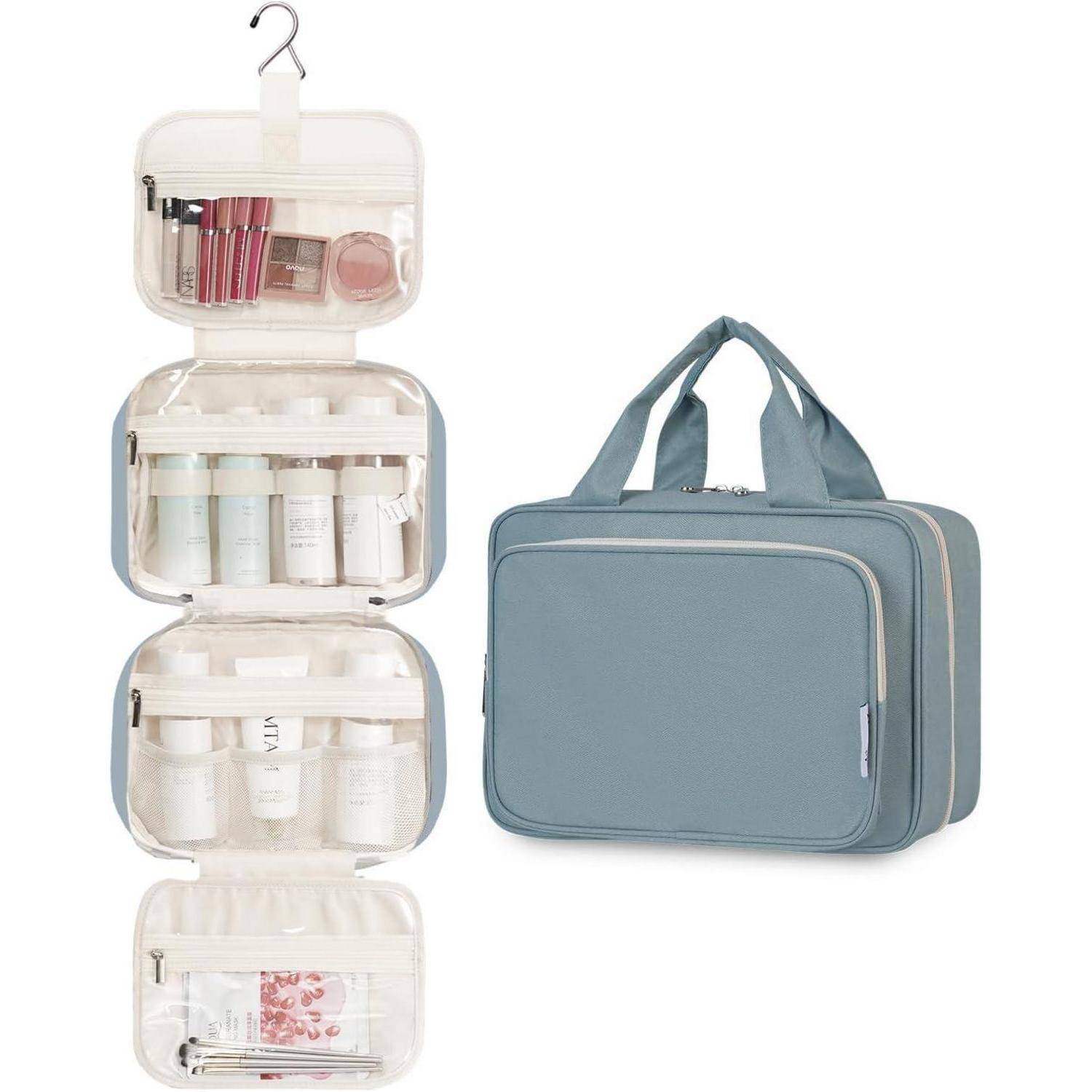 Kulturtasche Damen Kulturbeutel Waschtasche A-graublau M