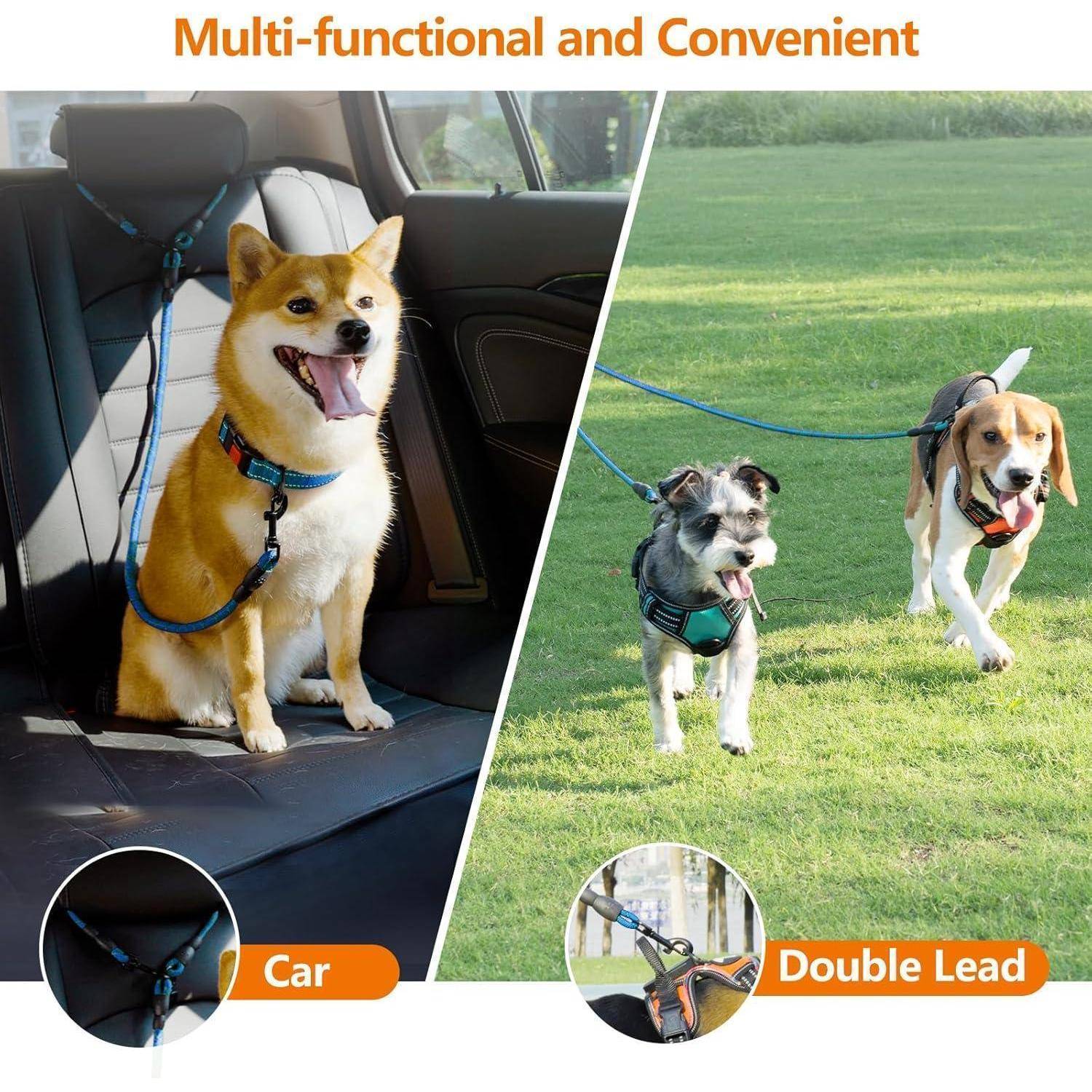 Doppelleine 2 Hunde Reflektierend Anti 75 cm (1er Pack) BLAU