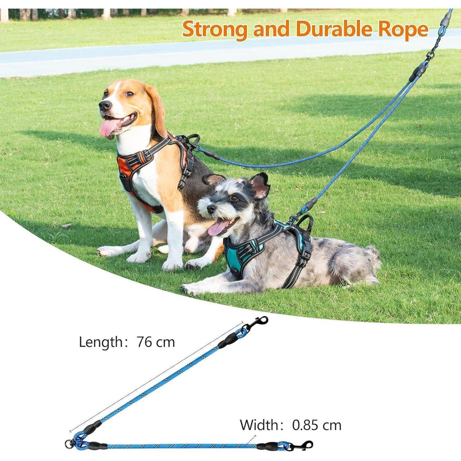 Doppelleine 2 Hunde Reflektierend Anti 75 cm (1er Pack) BLAU