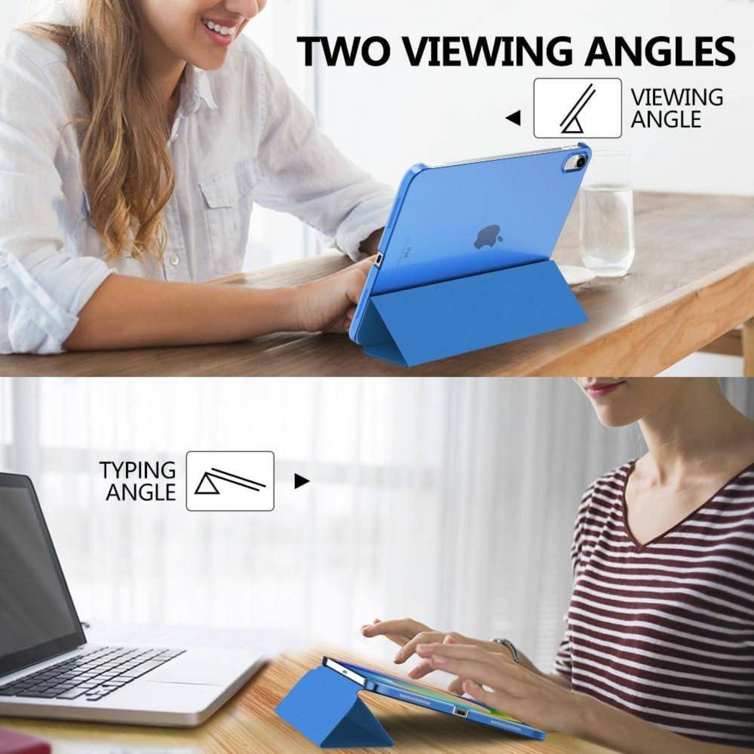 Hülle iPad A16 11 10 10,9 Stand PC Transparent Rückseite Kobaltblau
