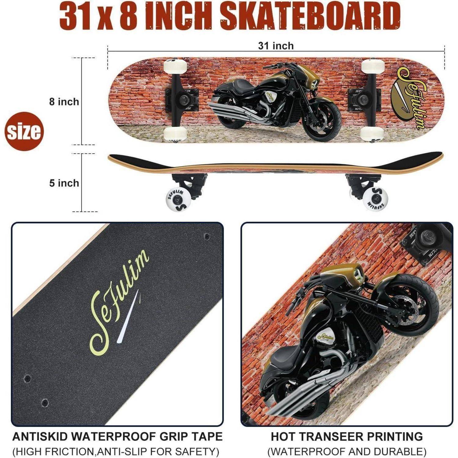 Skateboard 78,9x20,3cm 7lagig kanadischer Ahorn Motorcycle-Wall