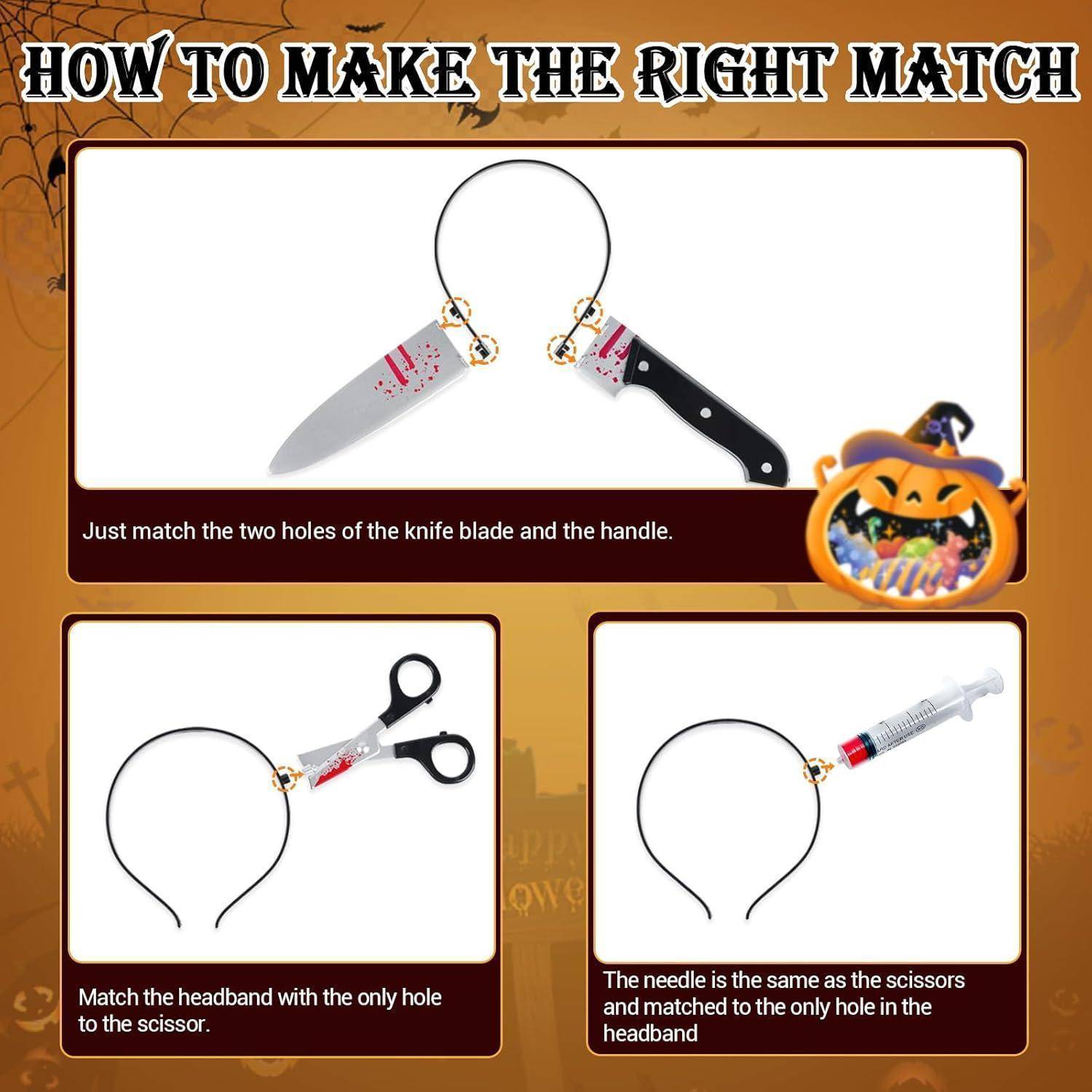Haarreif Messer Halloween Haarschmuck Damen Herren Kostüm 3 Haarreif