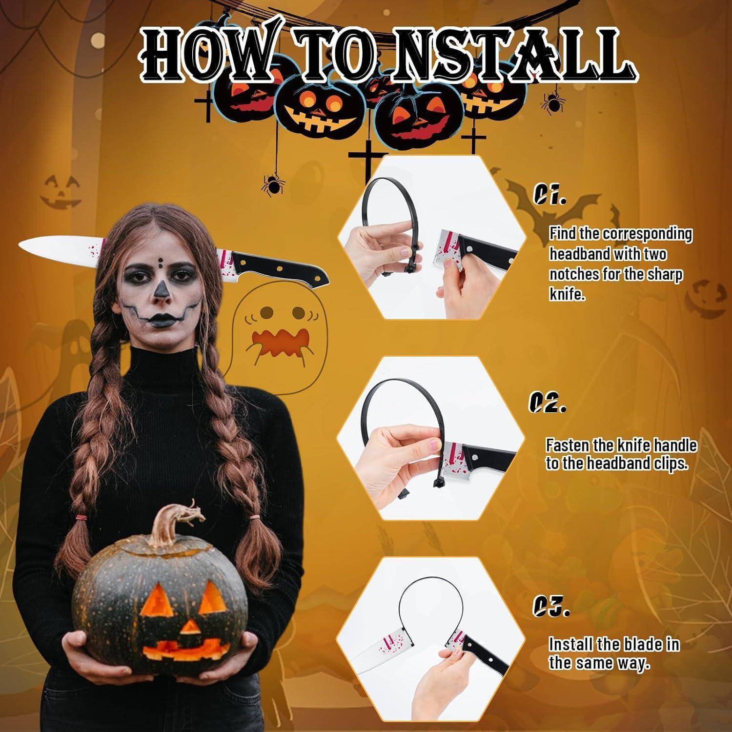 Haarreif Messer Halloween Haarschmuck Damen Herren Kostüm 3 Haarreif