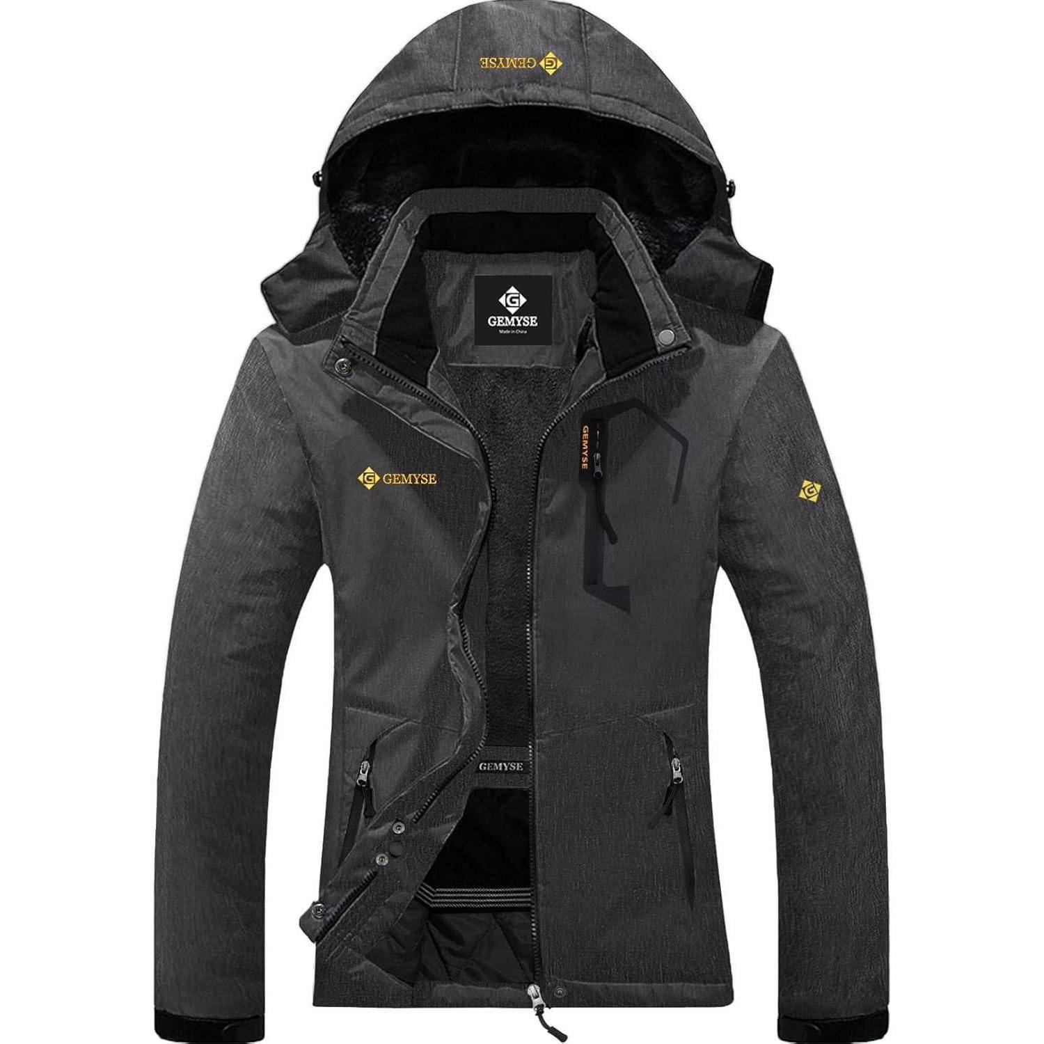 Skijacke Damen Wasserdichte Winddichte Fleece Kapuze XXL Graphitgrau