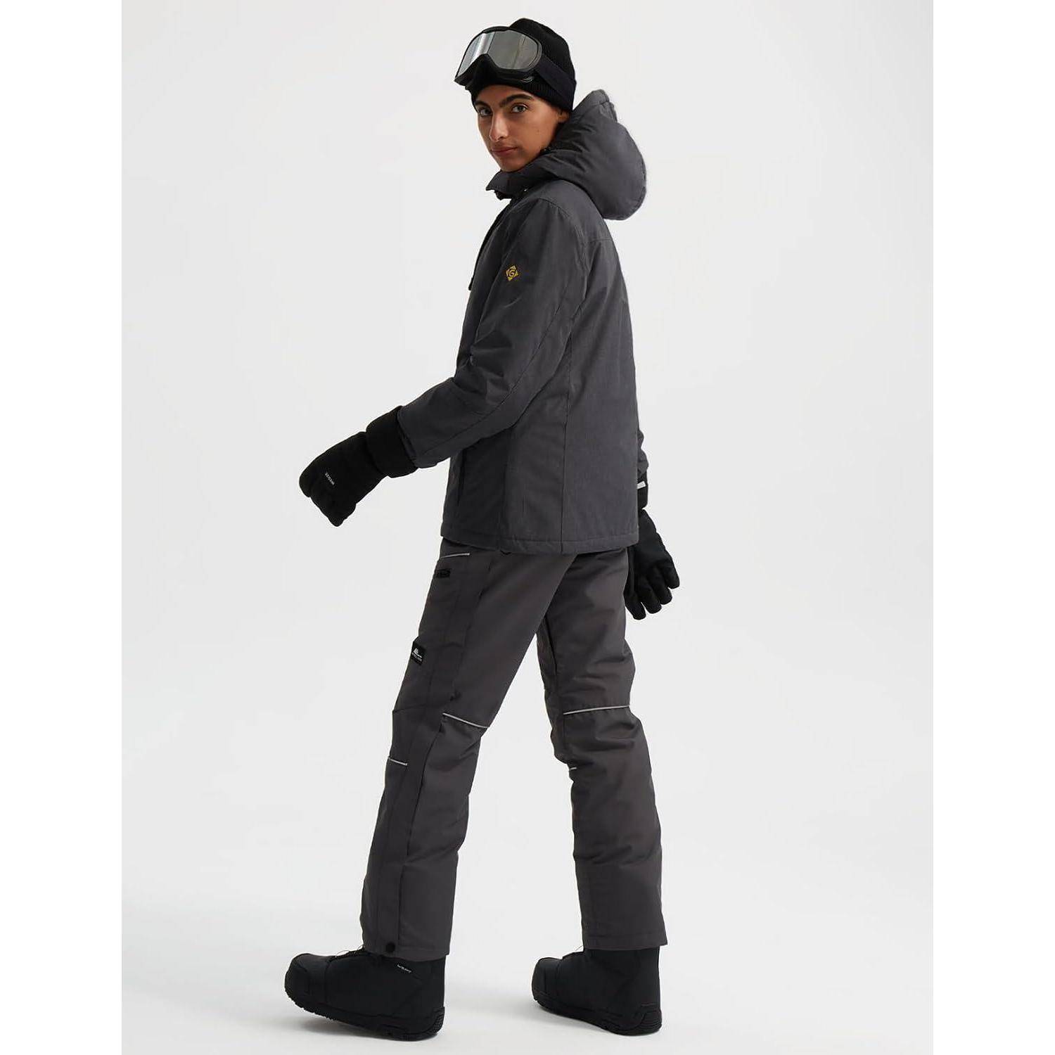 Skijacke Damen Wasserdichte Winddichte Fleece Kapuze XXL Graphitgrau