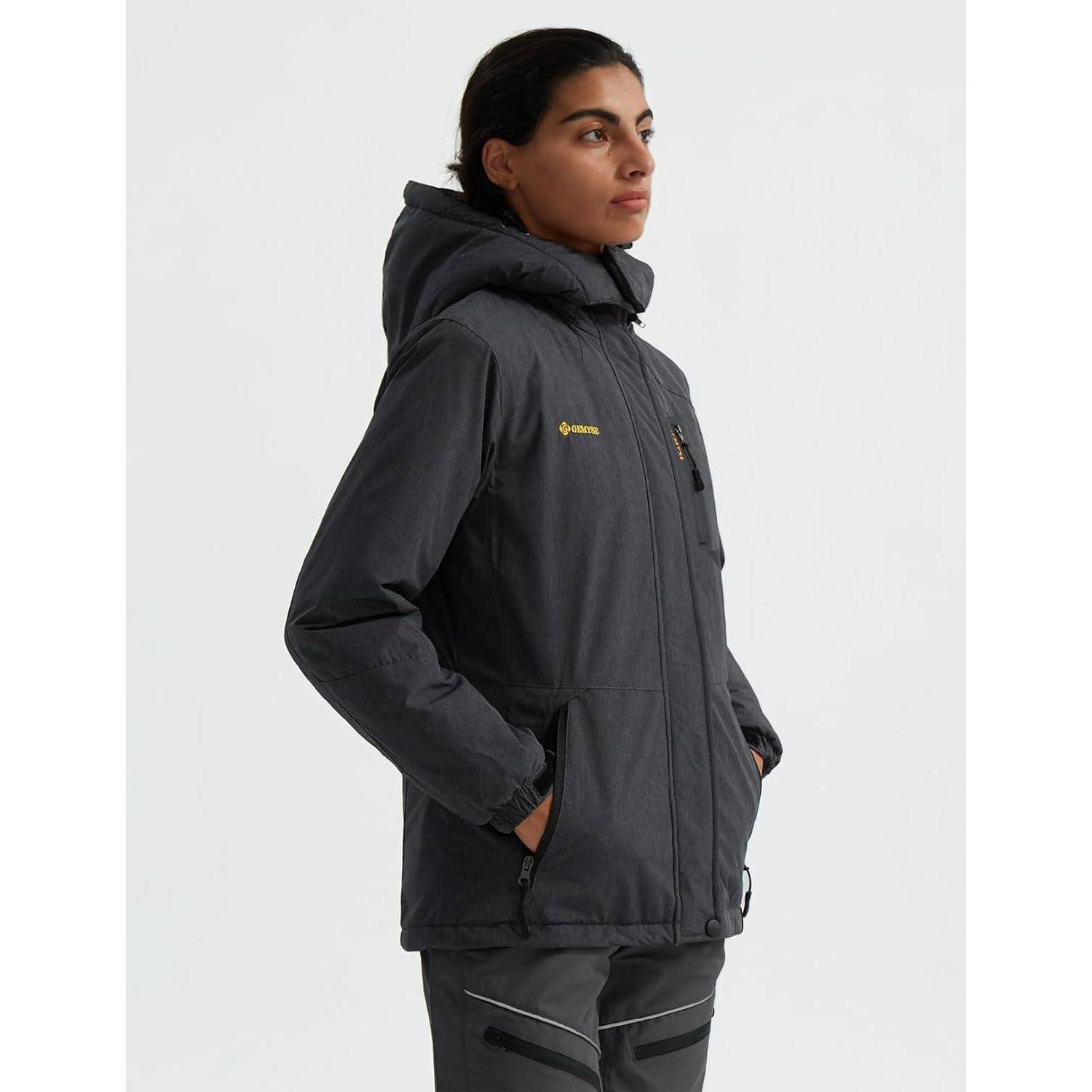 Skijacke Damen Wasserdichte Winddichte Fleece Kapuze XXL Graphitgrau