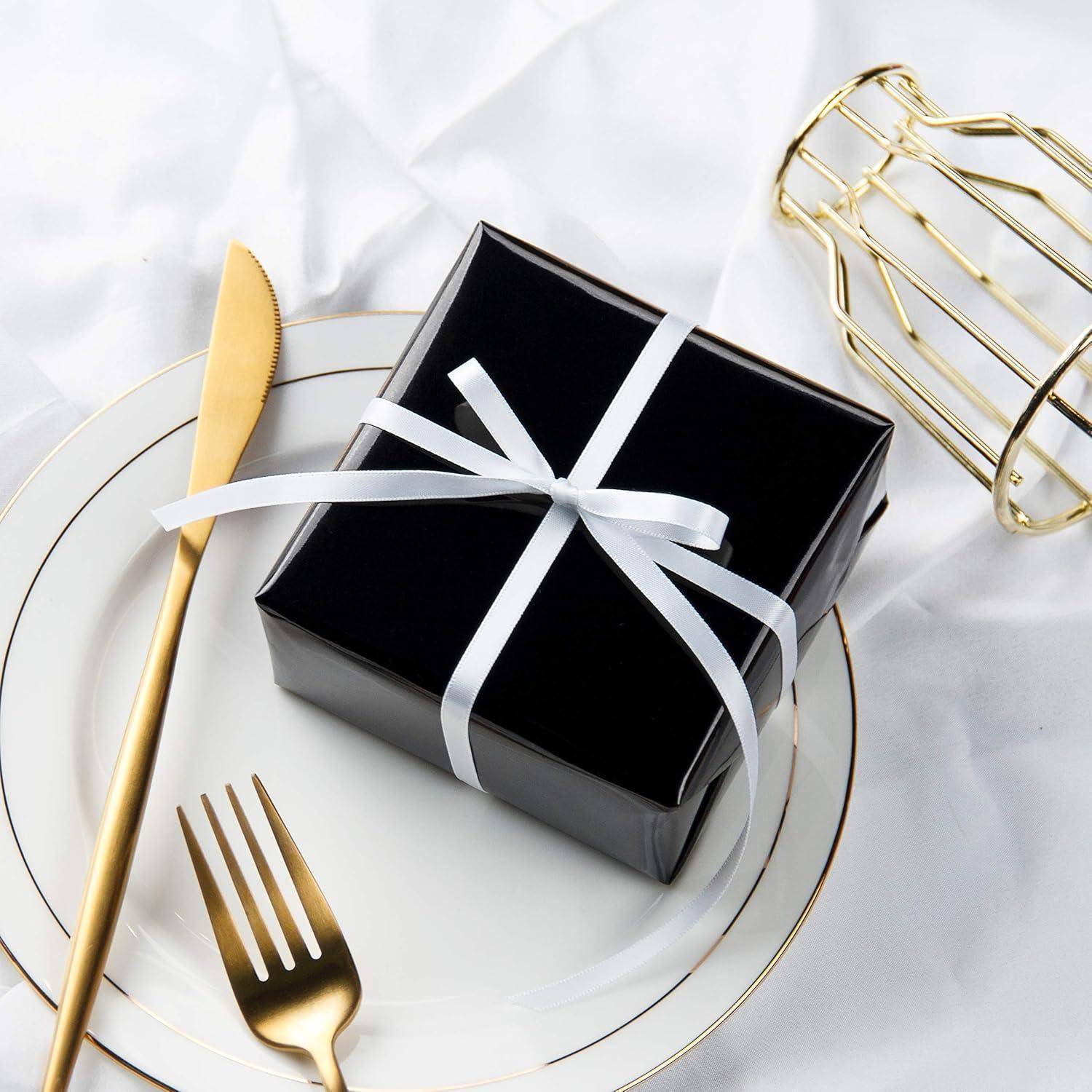 Geschenkpapier Metallic Minirolle Hochzeit Schwarz Metallic