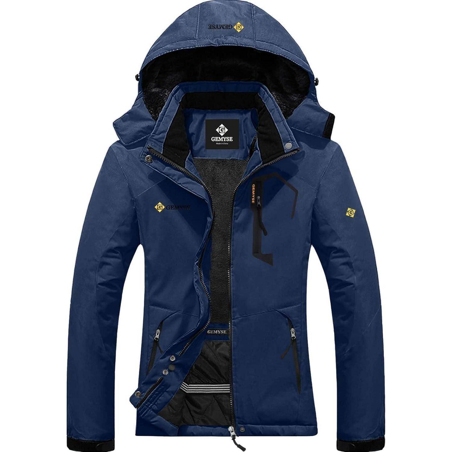 Skijacke Damen Wasserdicht Winddicht Fleece Kapuze Outdoor XL Navy