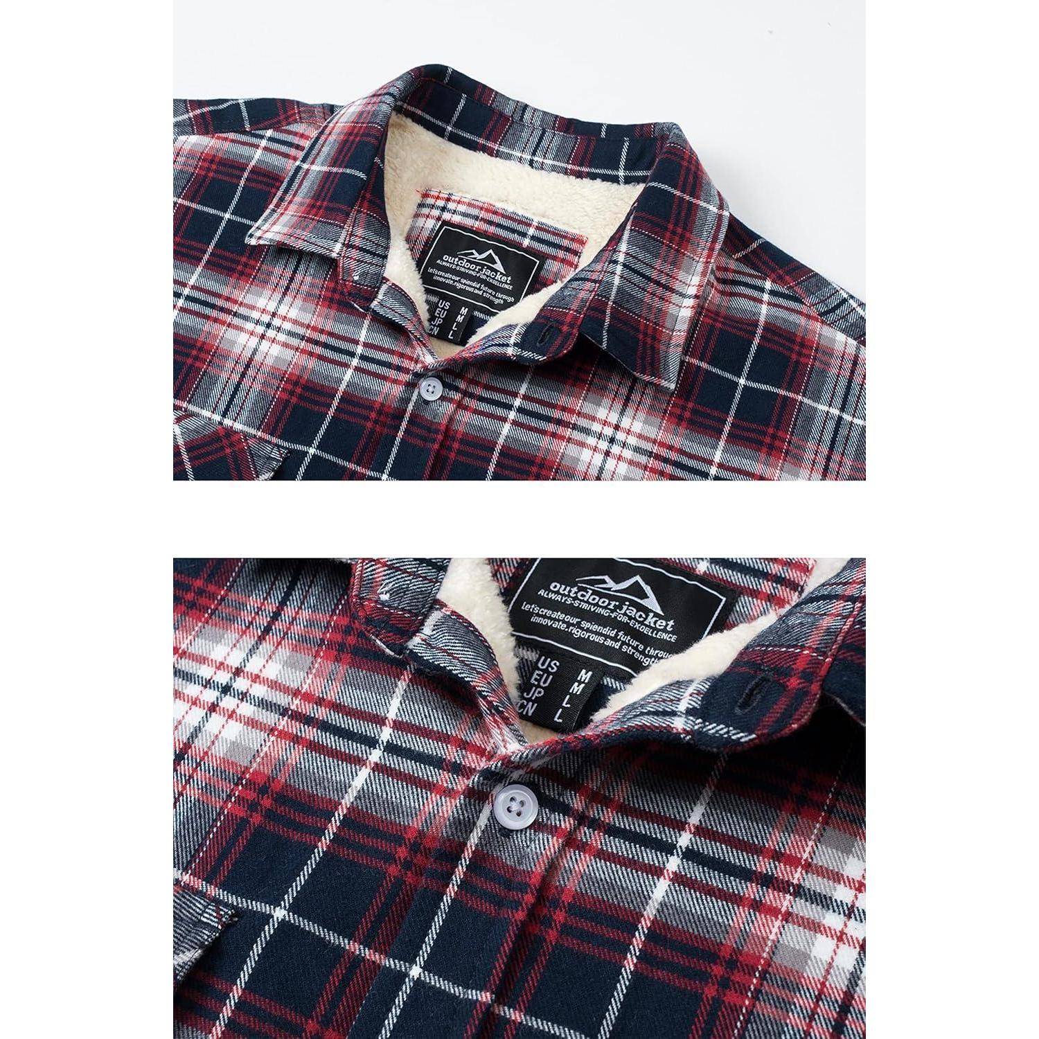 Thermohemd Herren Fleece Flanellhemd Holzfäller Winter XXL Rot Weiß
