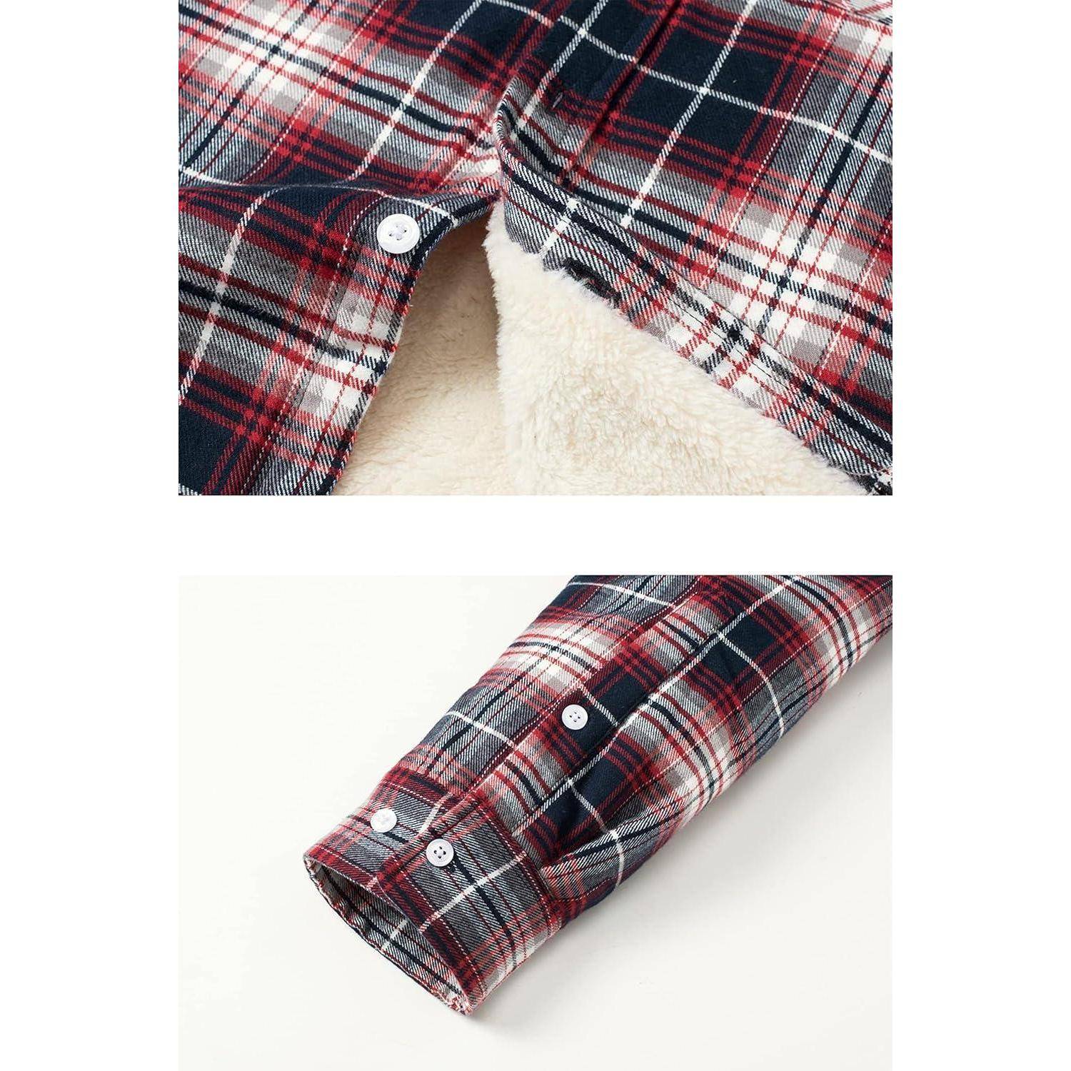Thermohemd Herren Fleece Flanellhemd Holzfäller Winter XXL Rot Weiß