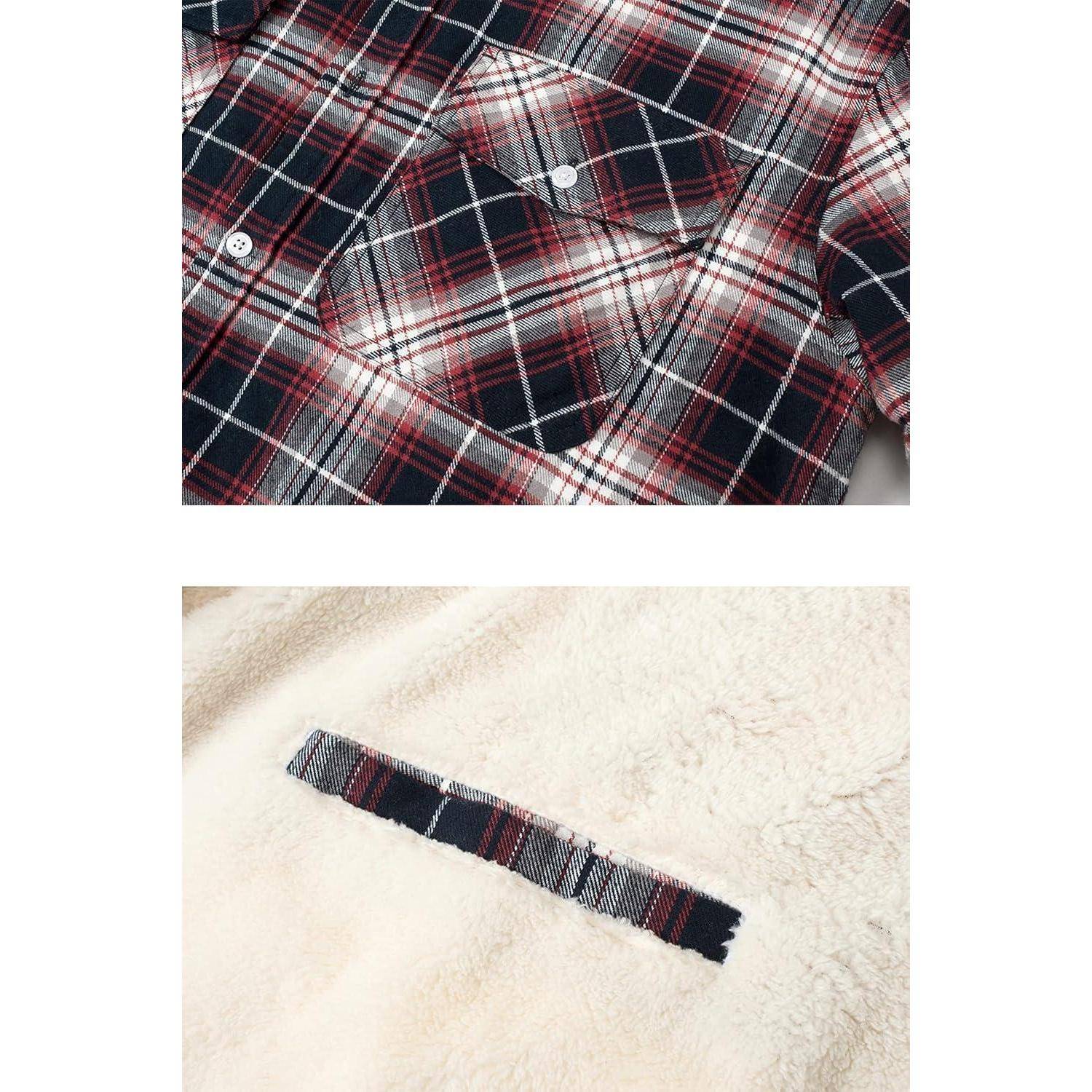 Thermohemd Herren Fleece Flanellhemd Holzfäller Winter XXL Rot Weiß